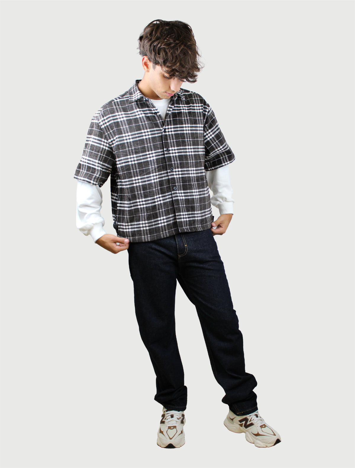 BERNA - CAMICIA QUADRI + FELPA MORO-2