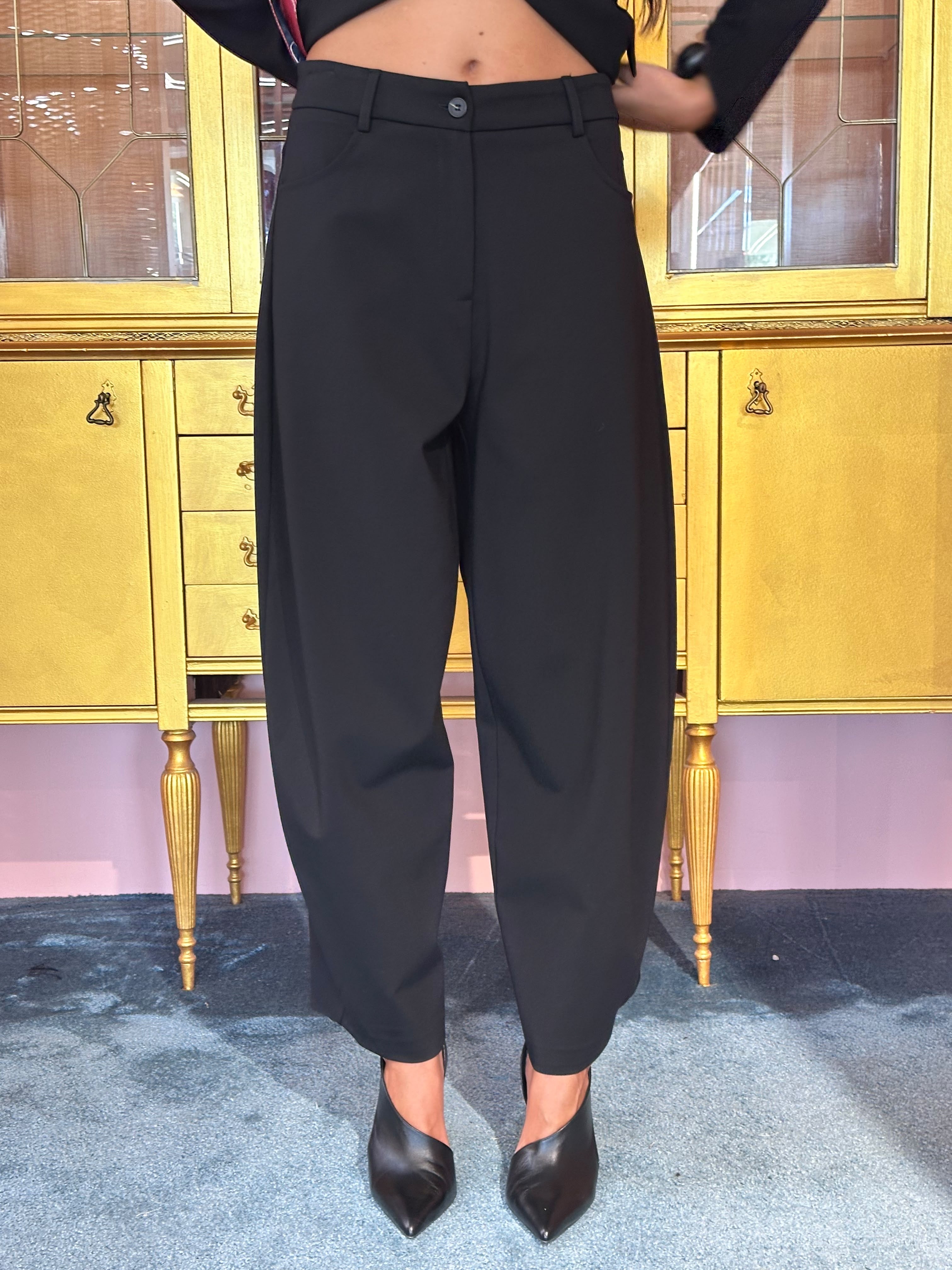 Tensione In - Pantalone Nero Elasticizzato-2