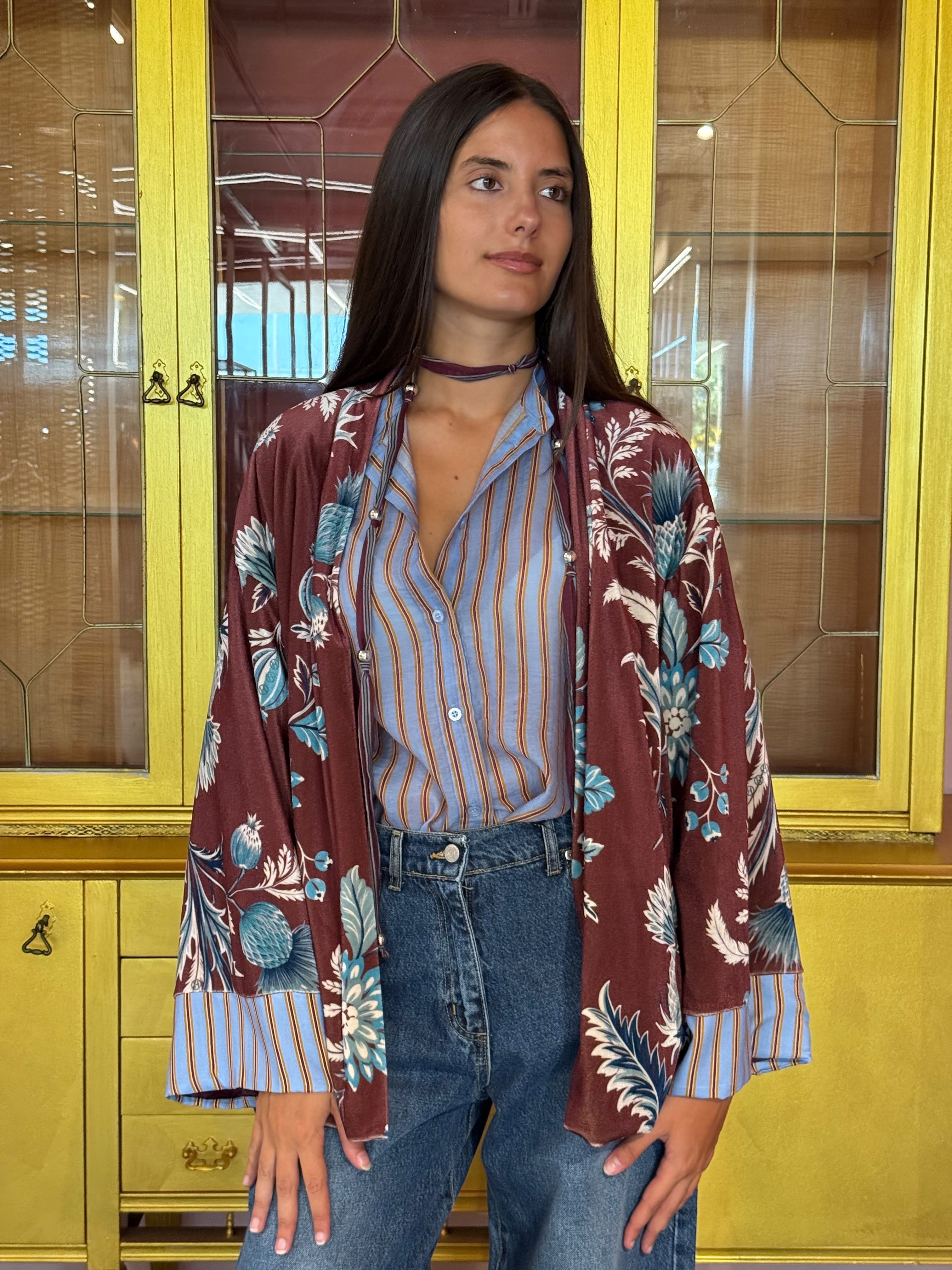 HaveOne - Nomad - Kimono Ciniglia Fiore Celeste