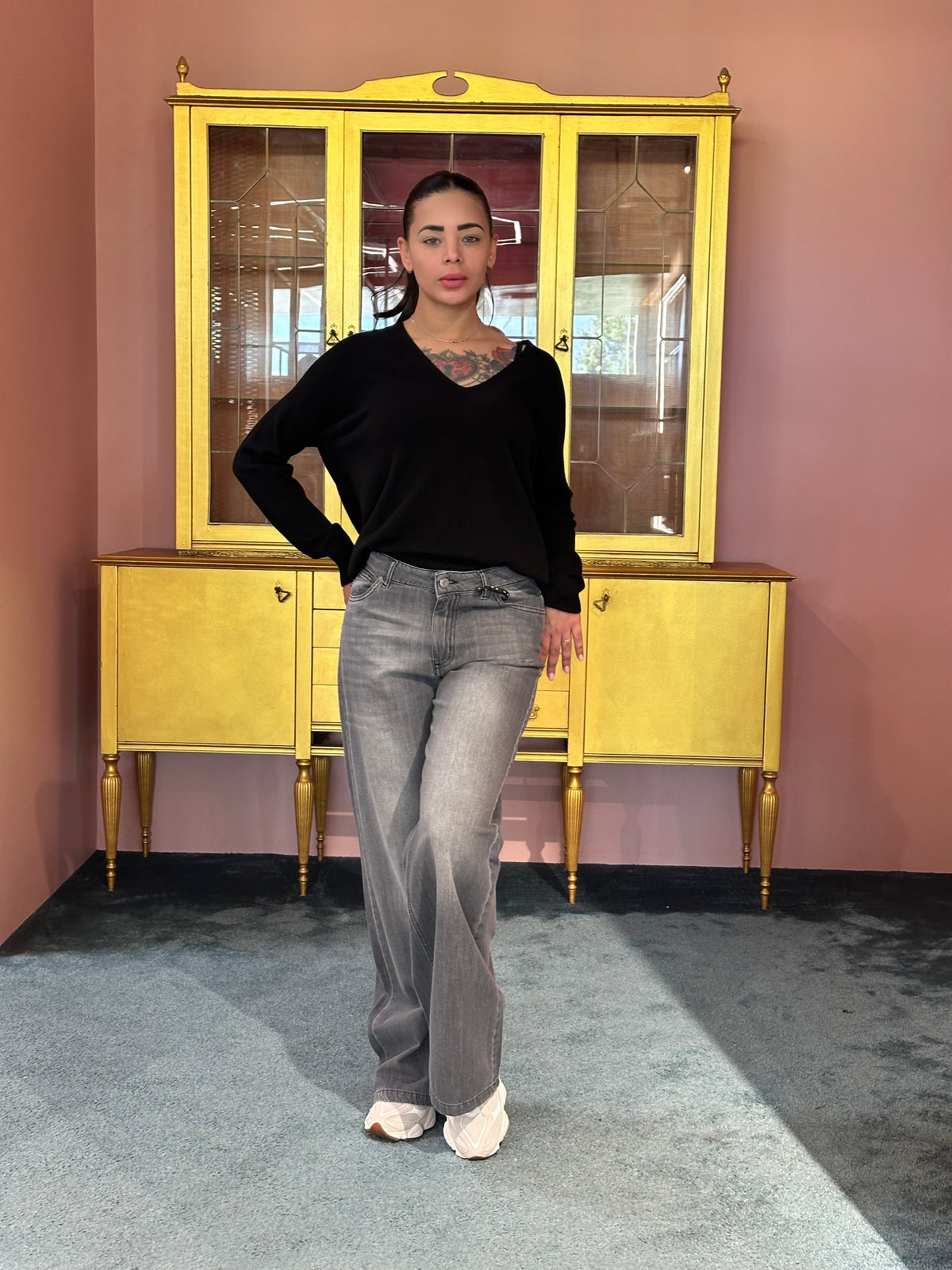 HaveOne - Pantalone Ketty Denim Grigio-2
