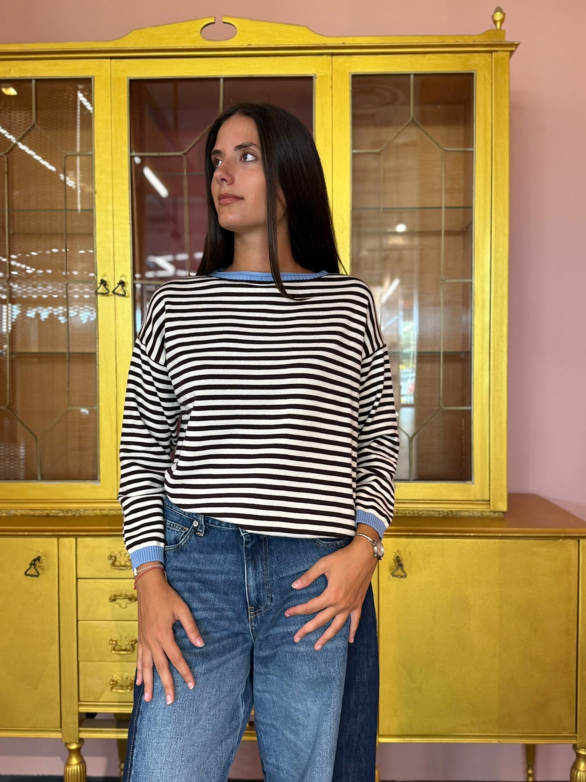 Susy Mix - Maglia Righe Burro-Moro-1