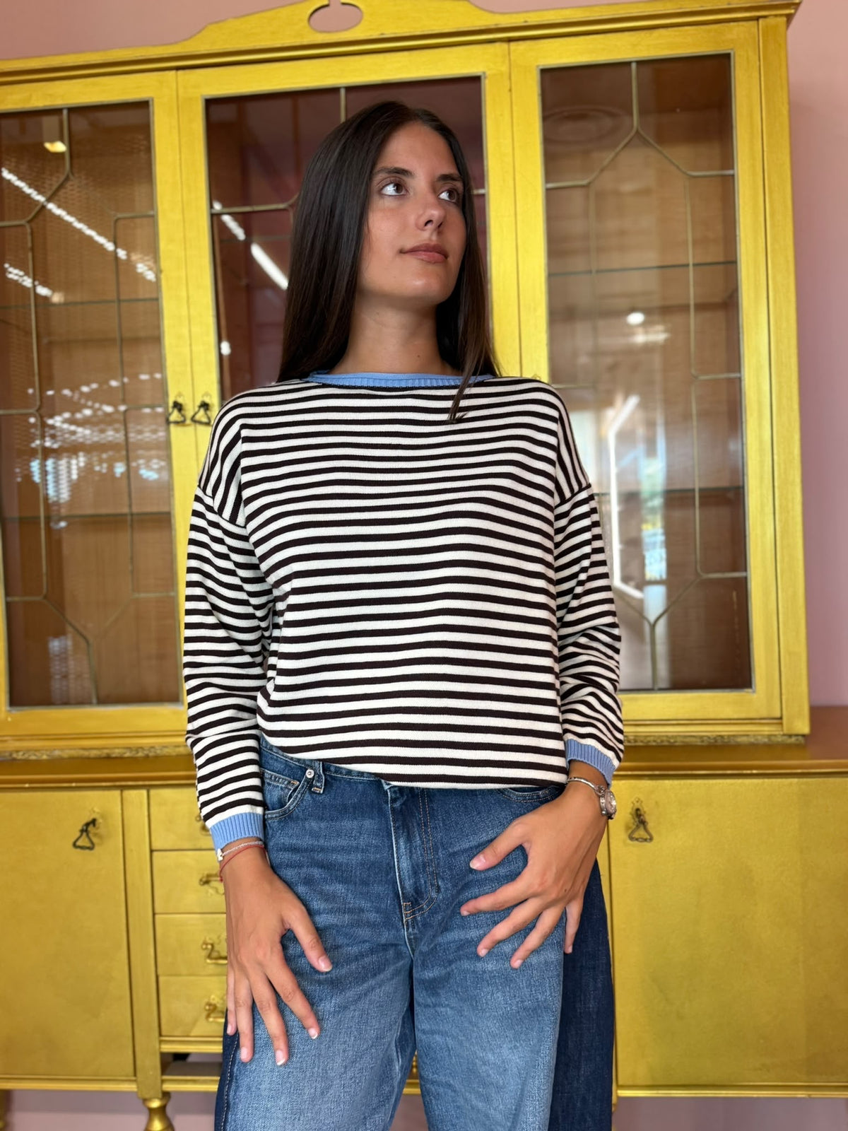 Susy Mix - Maglia Righe Burro-Moro-3