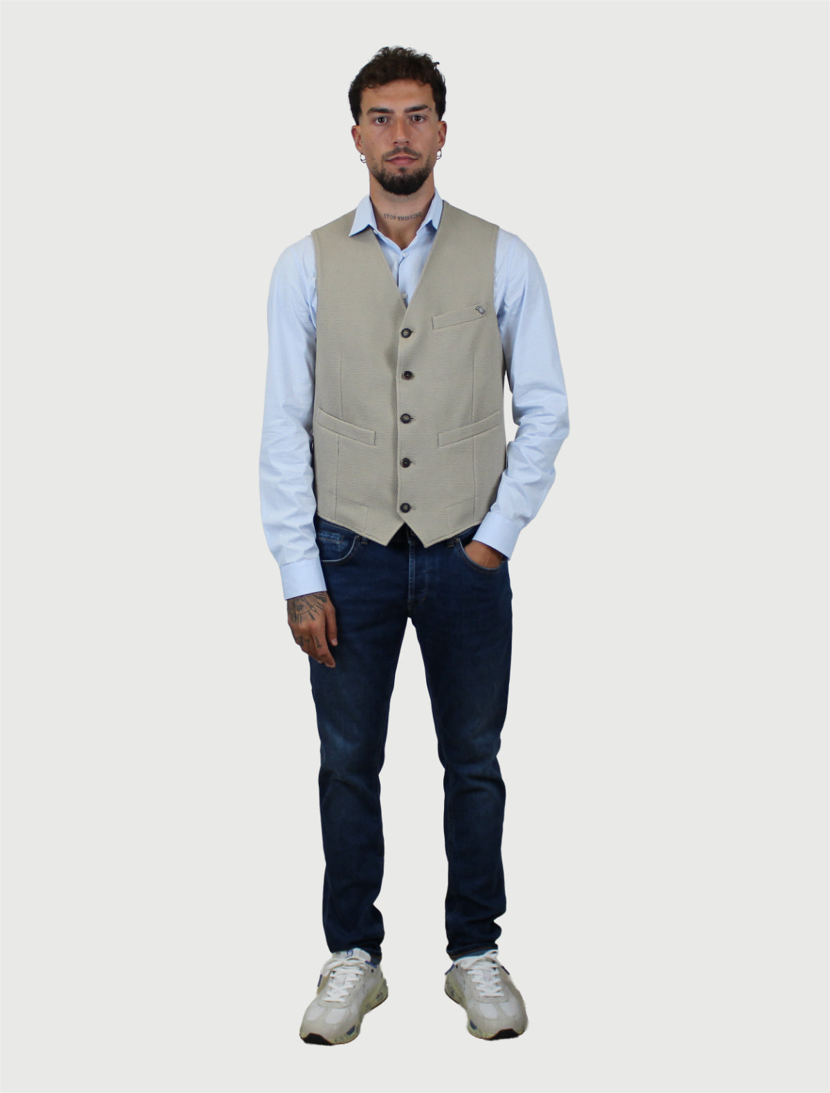 CALVIN KLEIN - Camicia con Loghi celeste-2