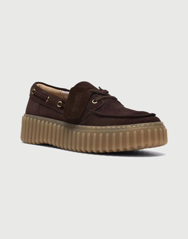 Clarks Torhill Boat Dark Brown Suede