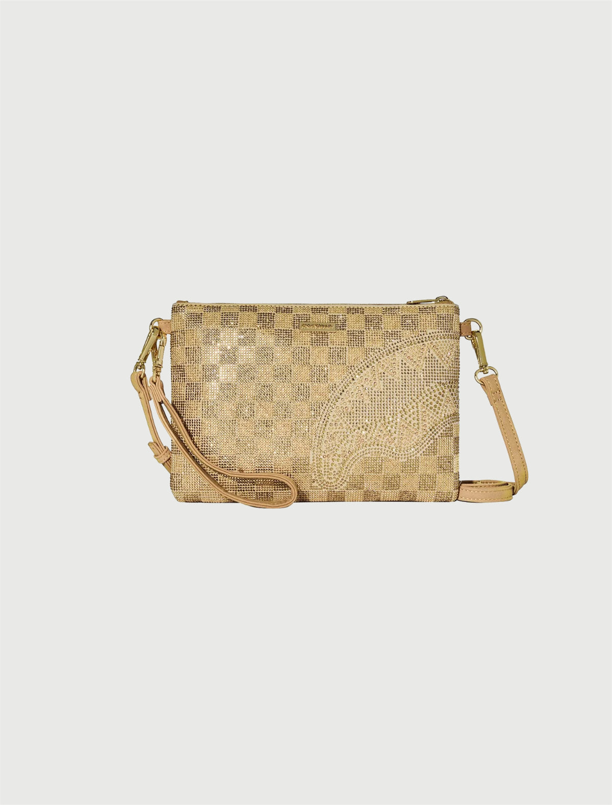 SPRAYGROUND - 910B9481NSZ 2 TONE GOLD TRINITY CROSSOVER CLUTCH-1