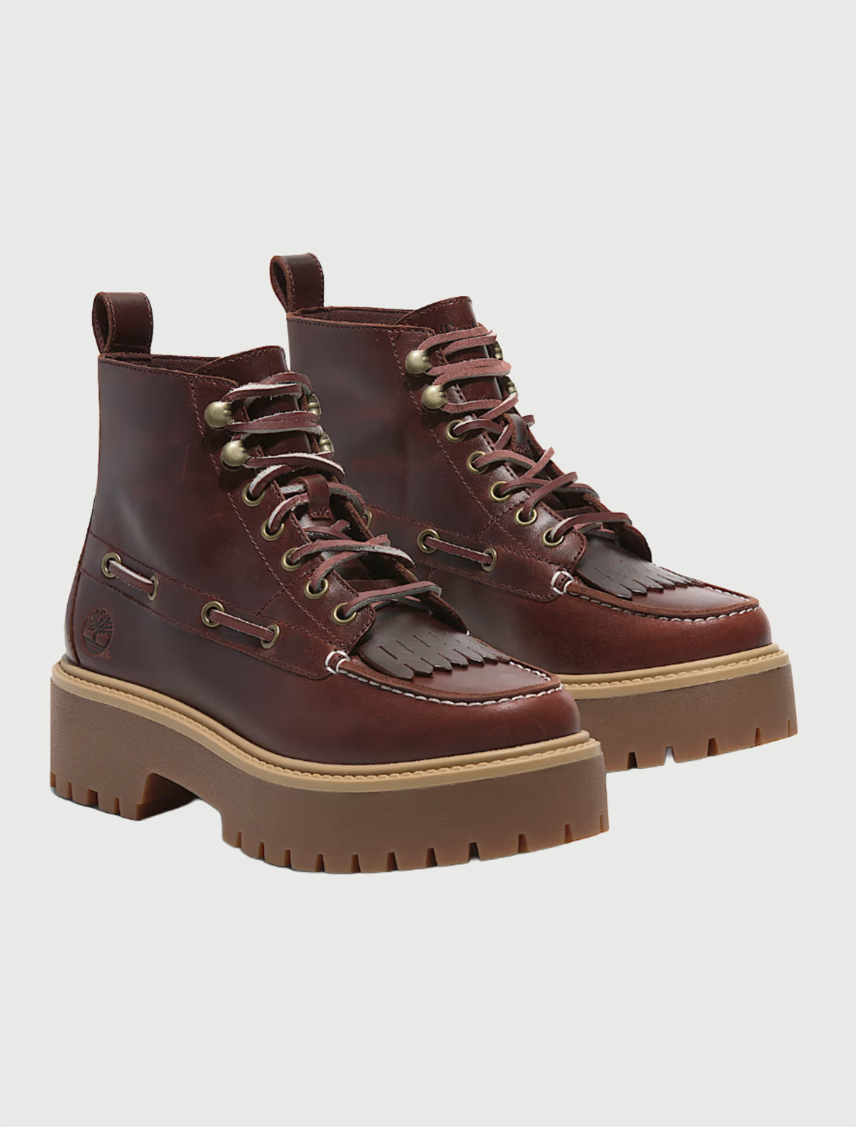 Timberland - Stivale Sfrangiato con Plateau Stone Street da Donna in bordeaux-1
