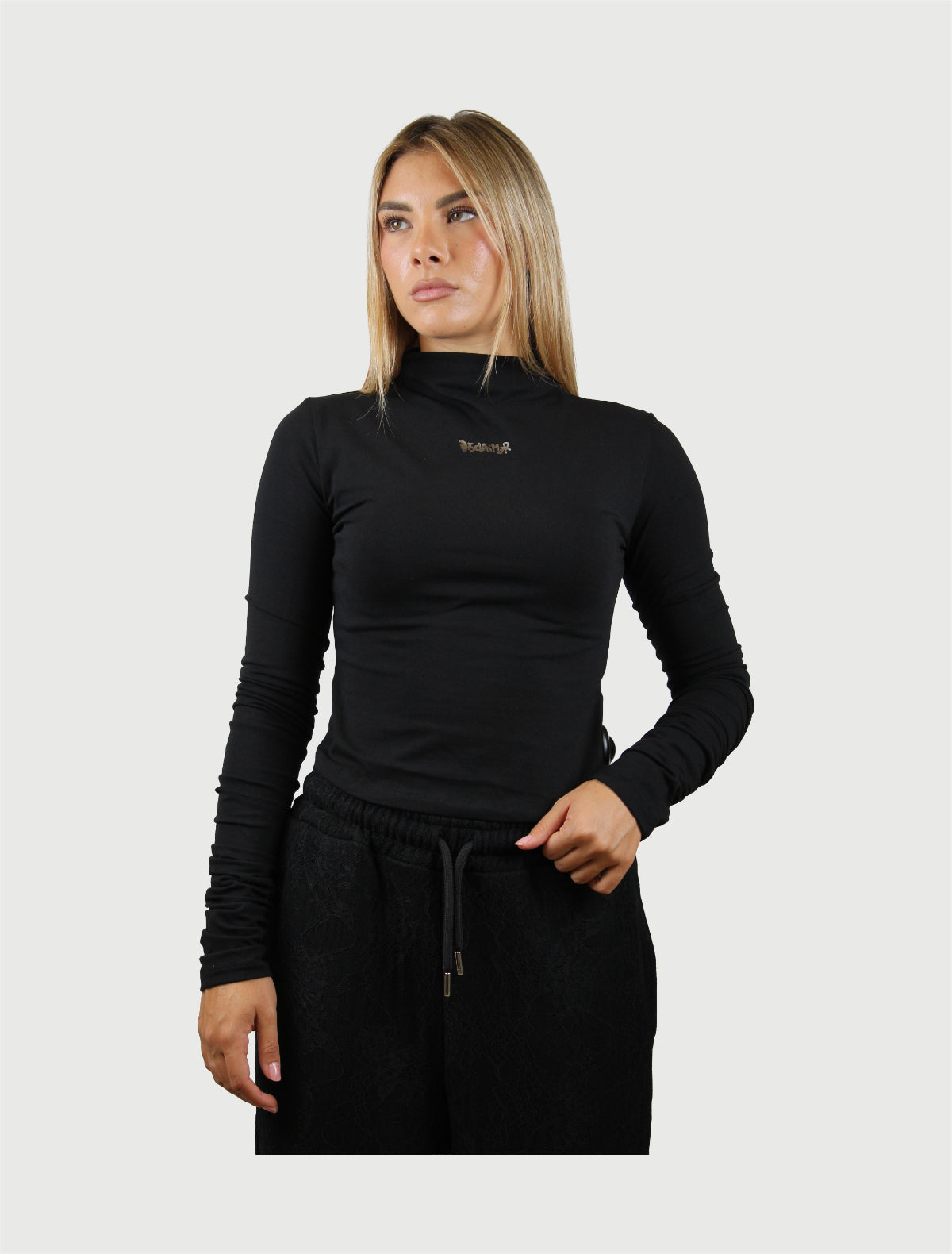 DISCLAIMER - Maglia Donna a Manica Lunga in Jersey Stretch Nero