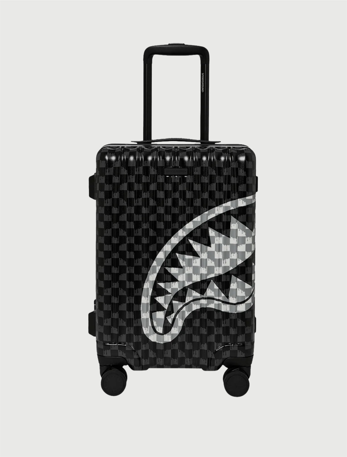 SPRAYGROUND - 910CL325NSZ BLACK AND WHITE DRIP CHECK SHARK CARRY ON LUGGEGE-1