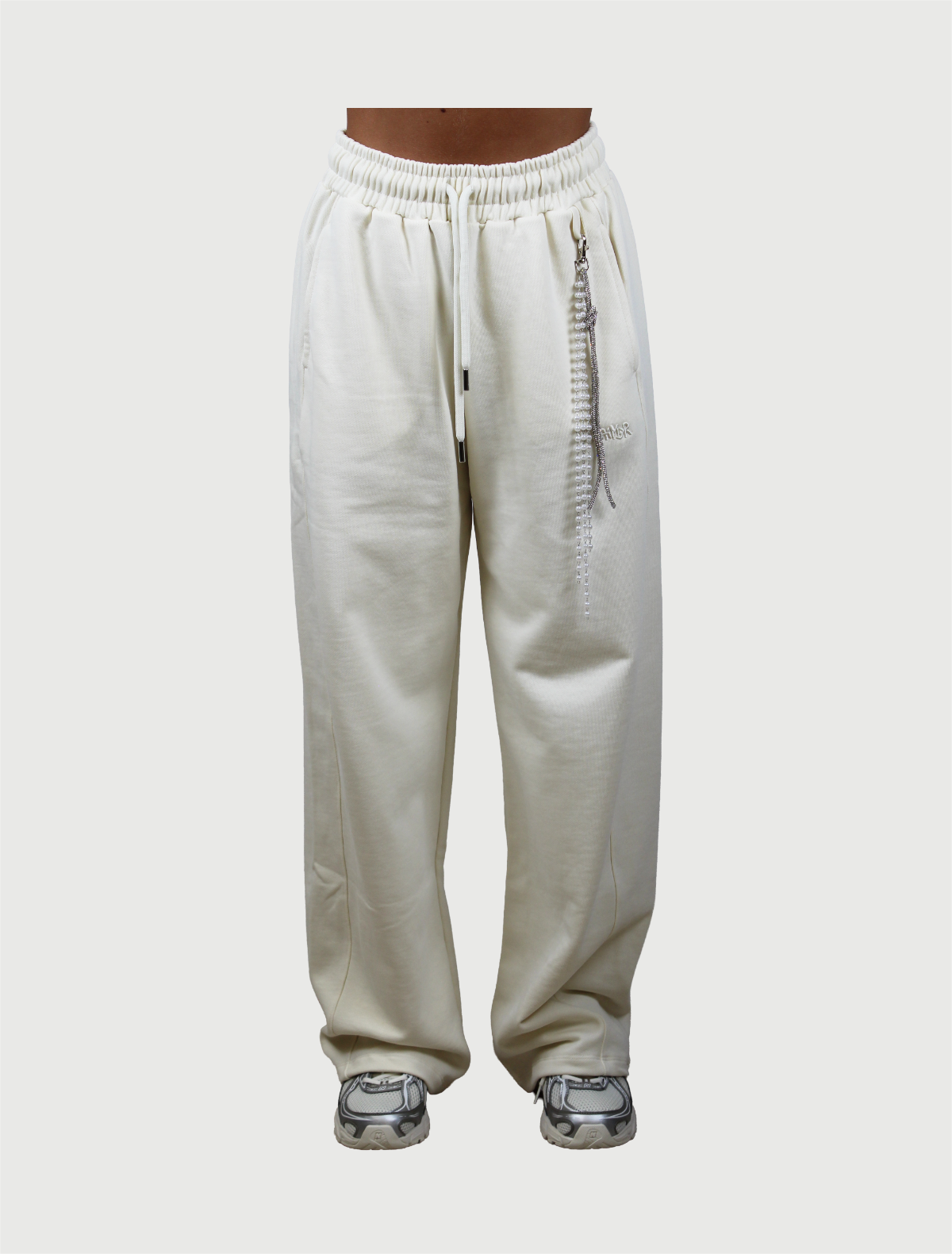DISCLAIMER - Pantalone Donna Oversize in felpa Latte-2