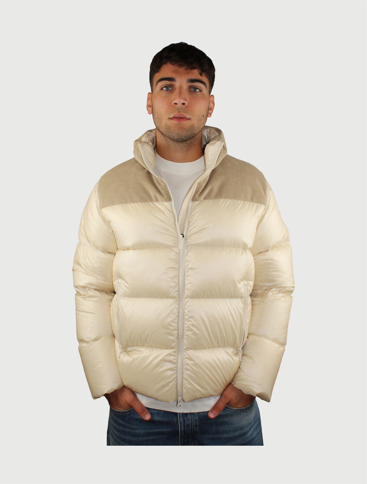 COLMAR - Piumino con inserti in velluto BIANCO NUDE - CRUMBLE MOD.12000021