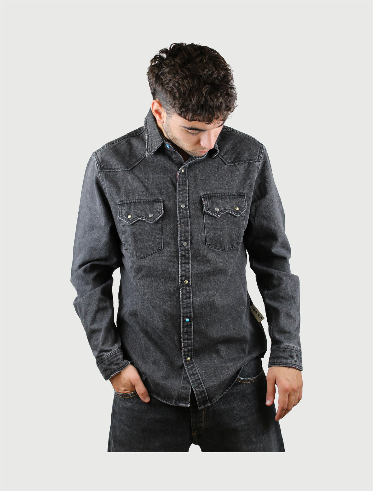 BERNA - CAMICIA DENIM GRIGIA