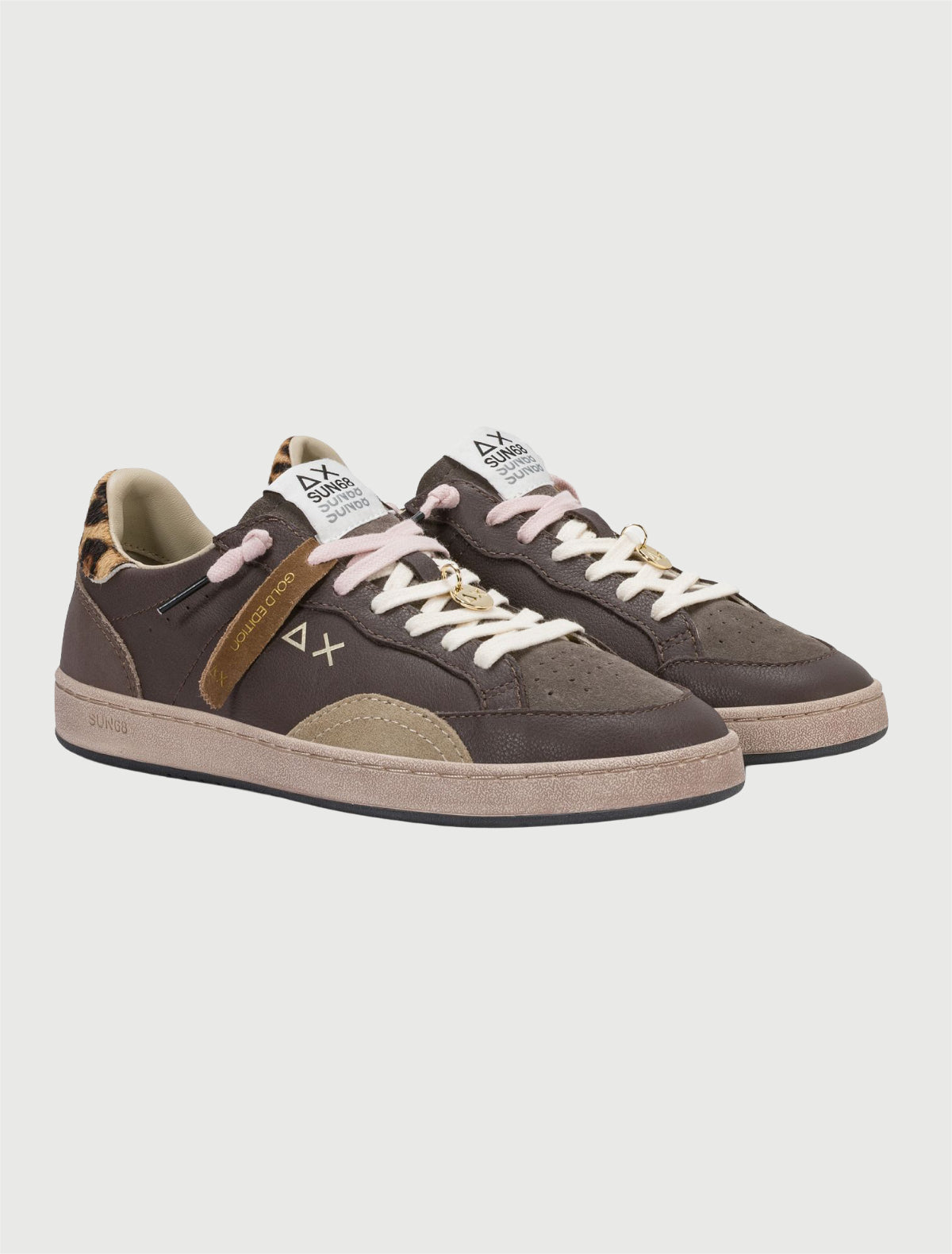 SUN68 - Sneaker Urban Street in pelle con charm marrone-1