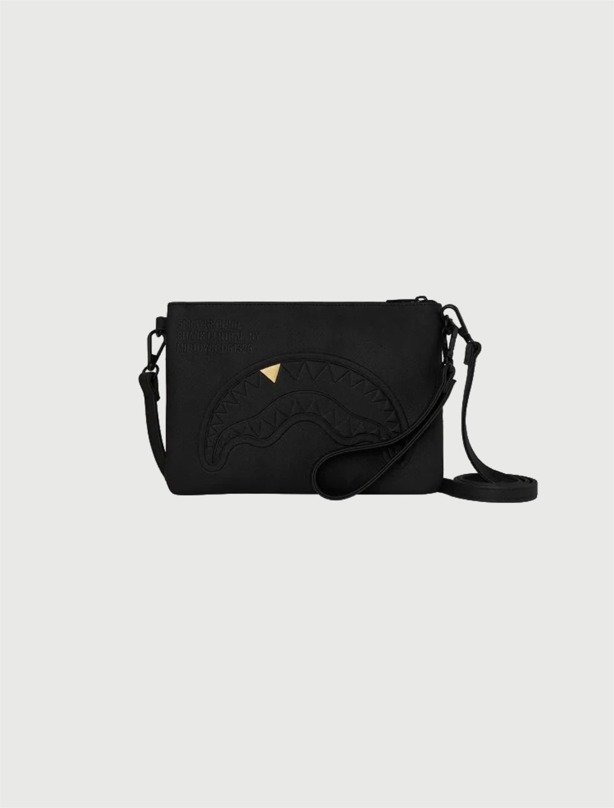 SPRAYGROUND - 910B9327NSZ BLACKED OUT EMBOSSED GOLD TOOTH CROSSOVER CLUTCH-1