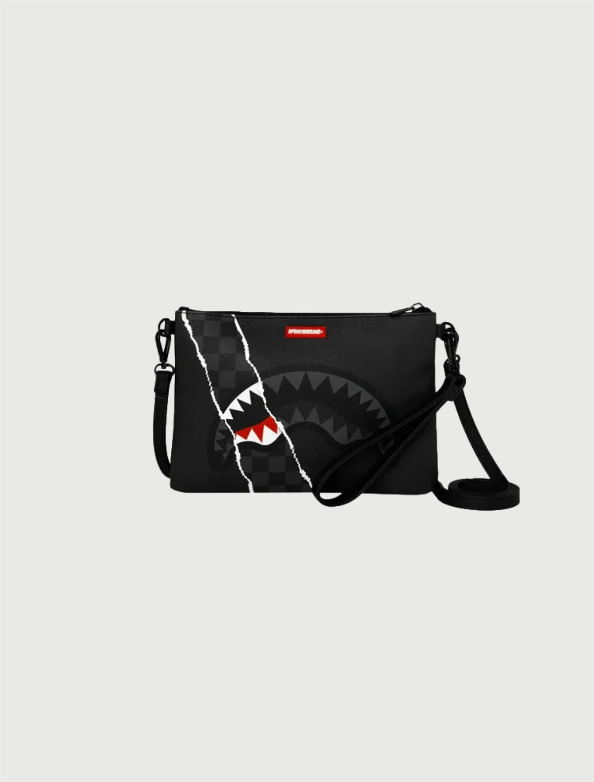 SPRAYGROUND - 910B9350NSZ CENTER RIP REVEALING GRAY CHECK CROSSOVER CLUTCH-1