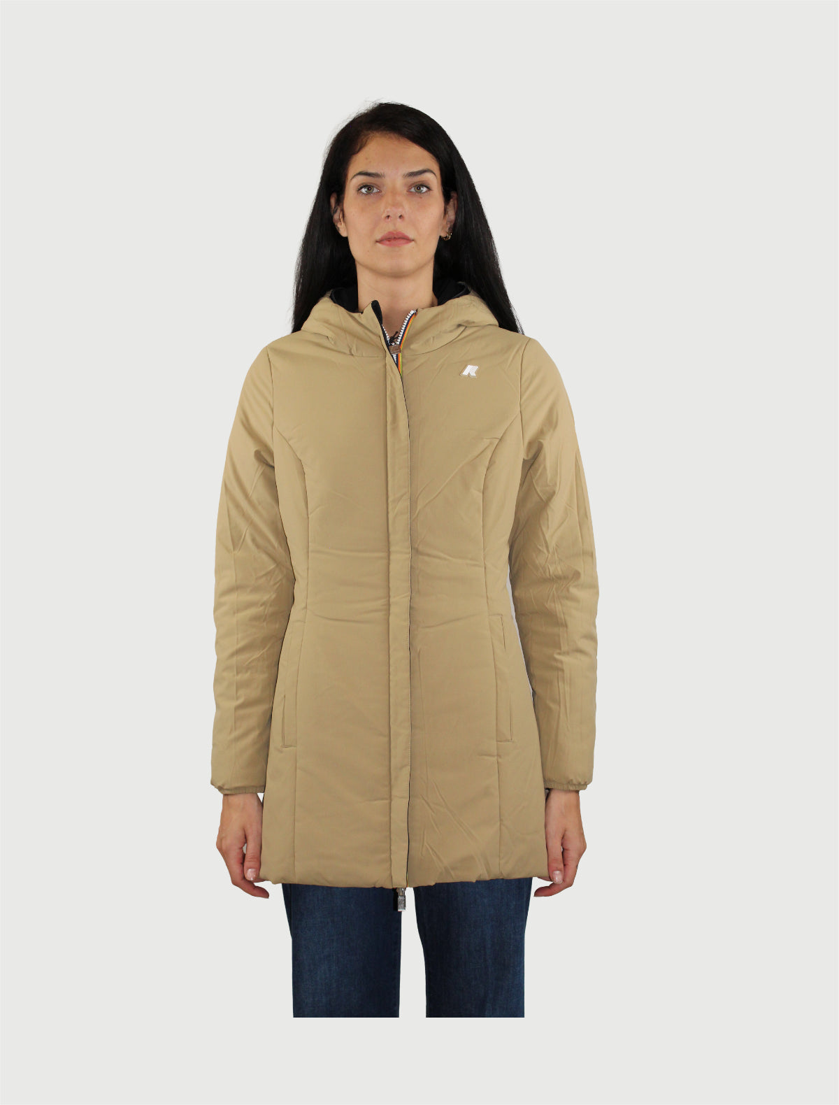 K-WAY - DENISE ST WARM DOUBLE - BLACK PURE/BEIGE KHAKI-3
