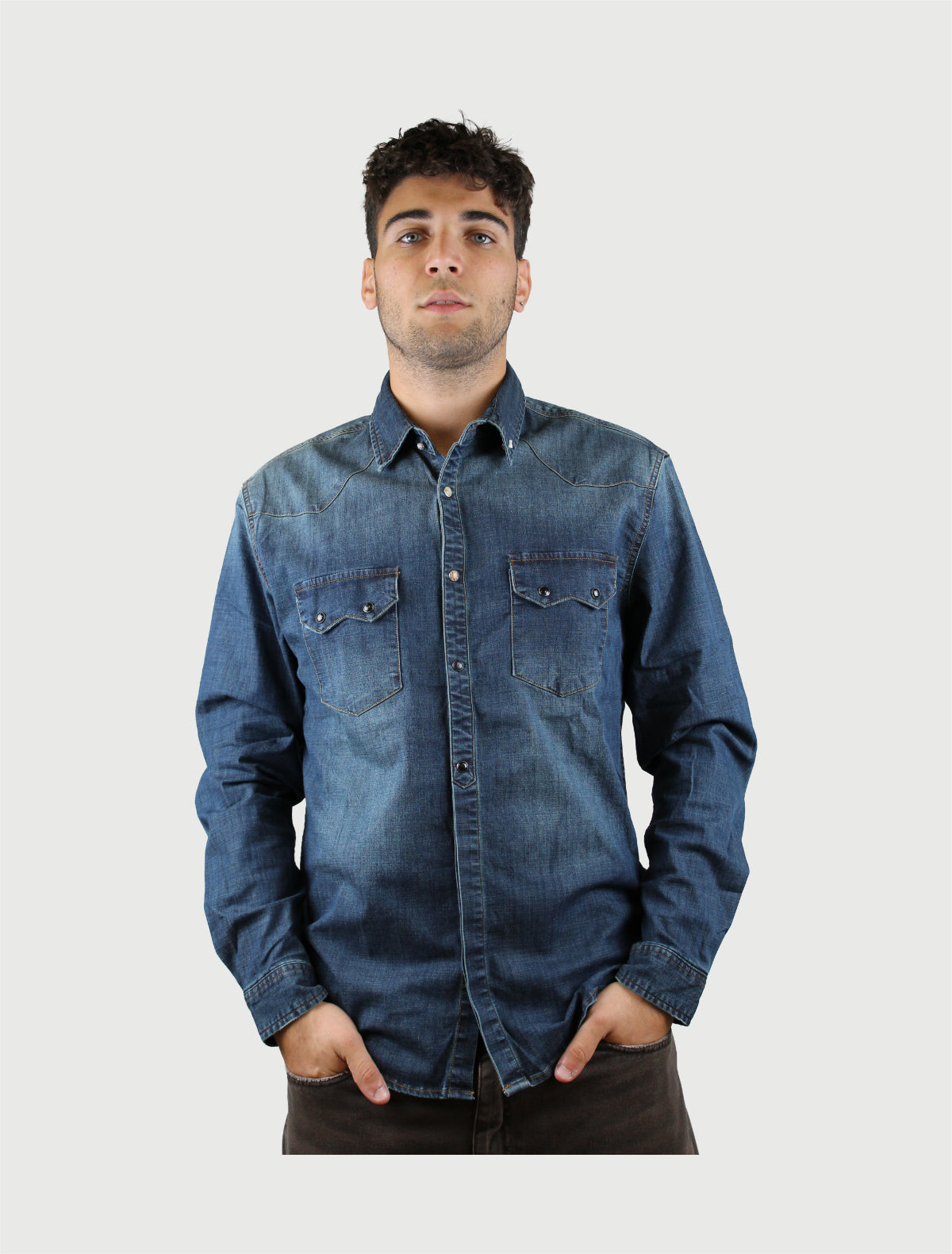 BERNA - CAMICIA DENIM LAVAGGIO MEDIO-SCURO-1