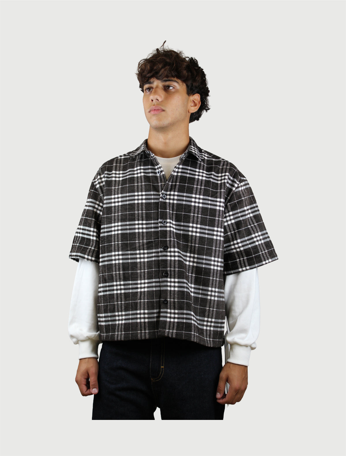 BERNA - CAMICIA QUADRI + FELPA MORO