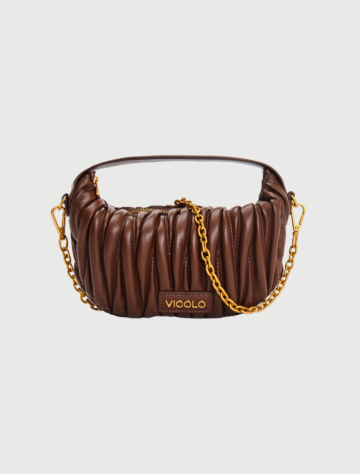 VICOLO - Borsa Croissant Matelassé - NERA, MELANZANA E MOKA-2