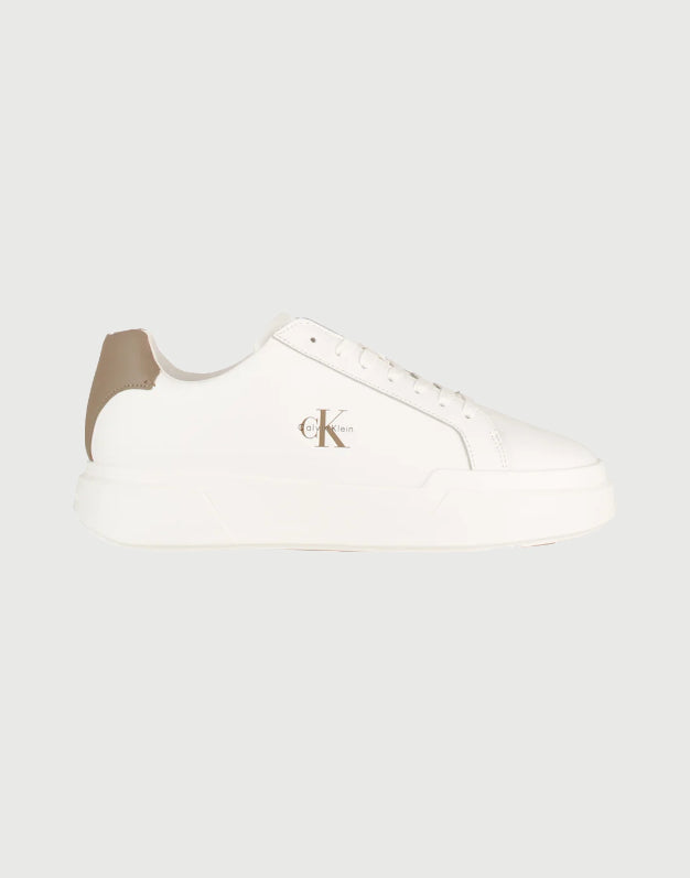Calvin Klein Chunky Cupsole Laceup LTH Bright White-Desert Taupe