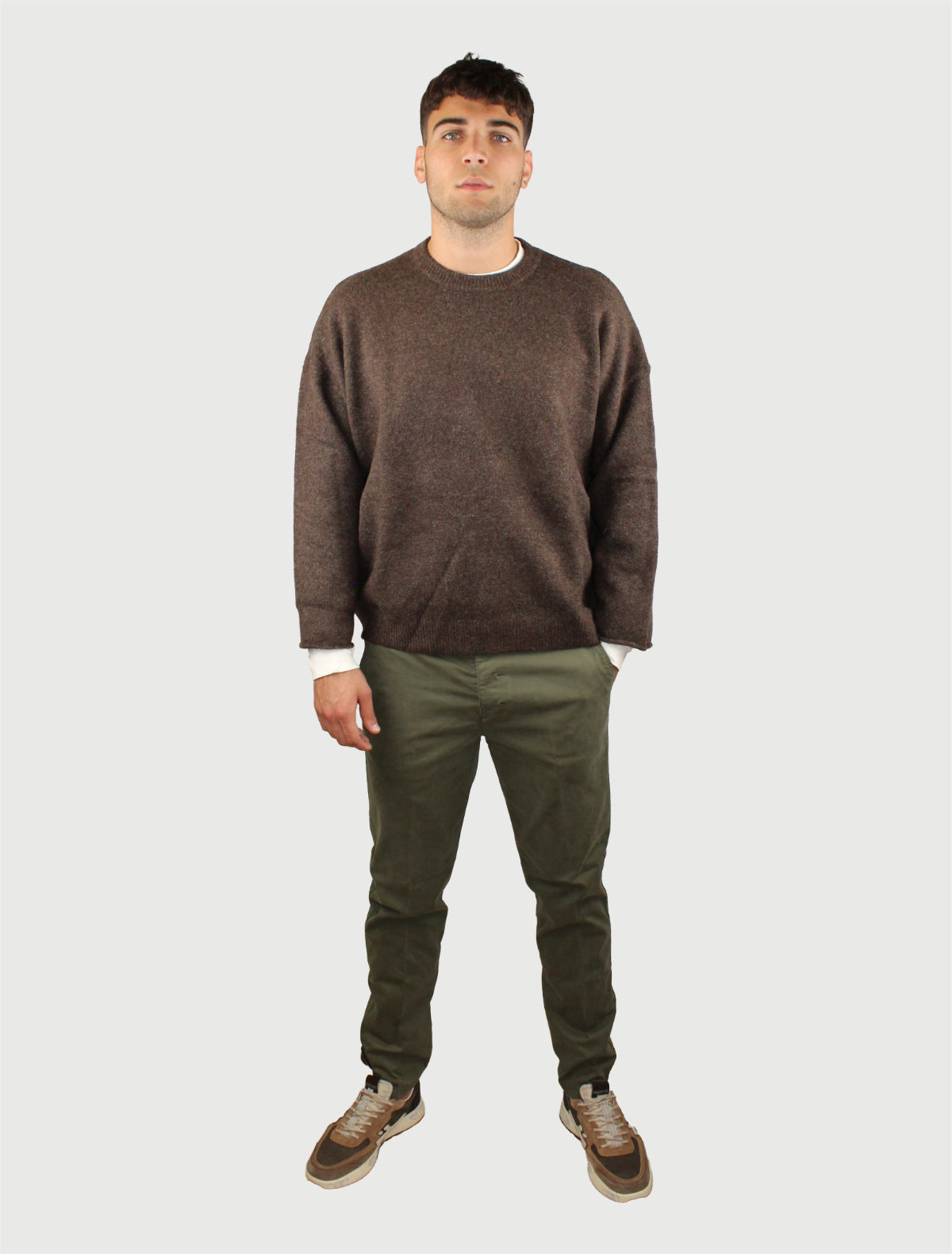 BERNA - PANTALONI SLIM RASO COL. AVOCADO, BLU, COLONIALE e CAFFE'