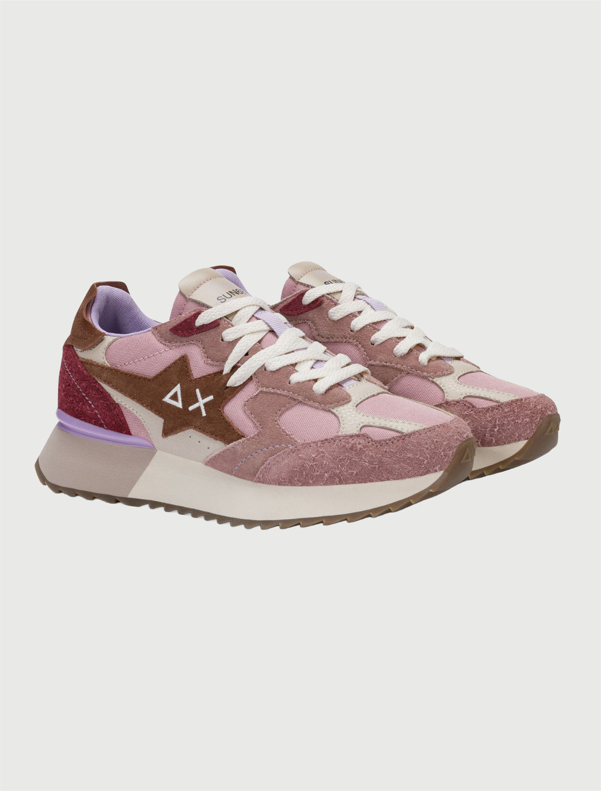 SUN68 - Sneaker Stargirl Multicolor in suede e nylon malva-1