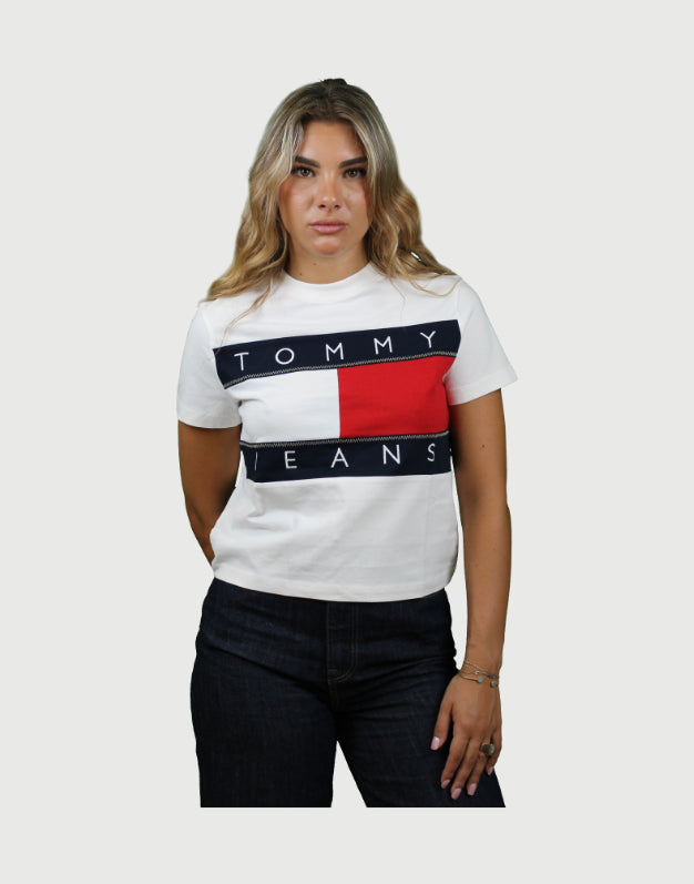 Tommy Jeans Flag Tee Ancient White