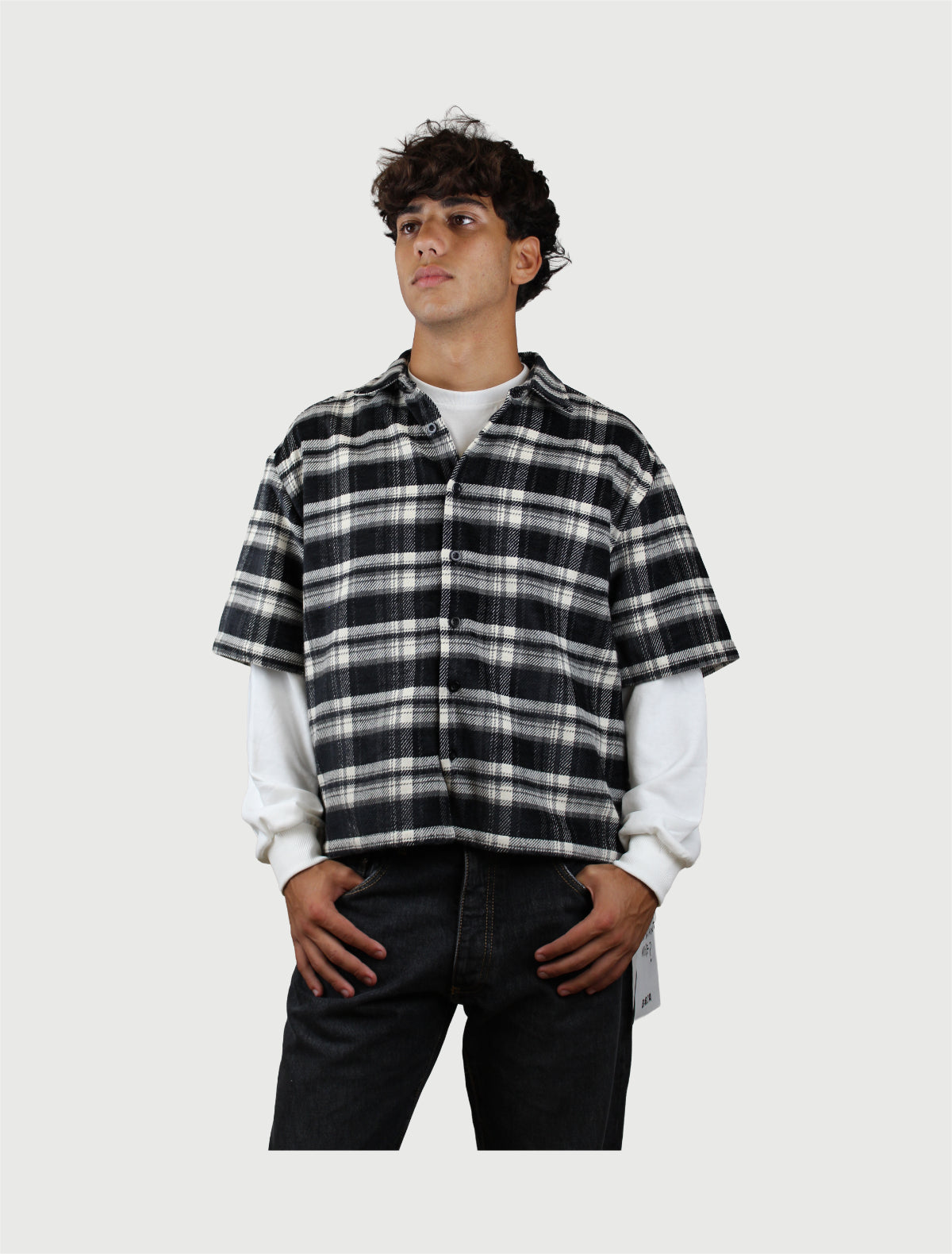 BERNA - CAMICIA QUADRI + FELPA NERO-1