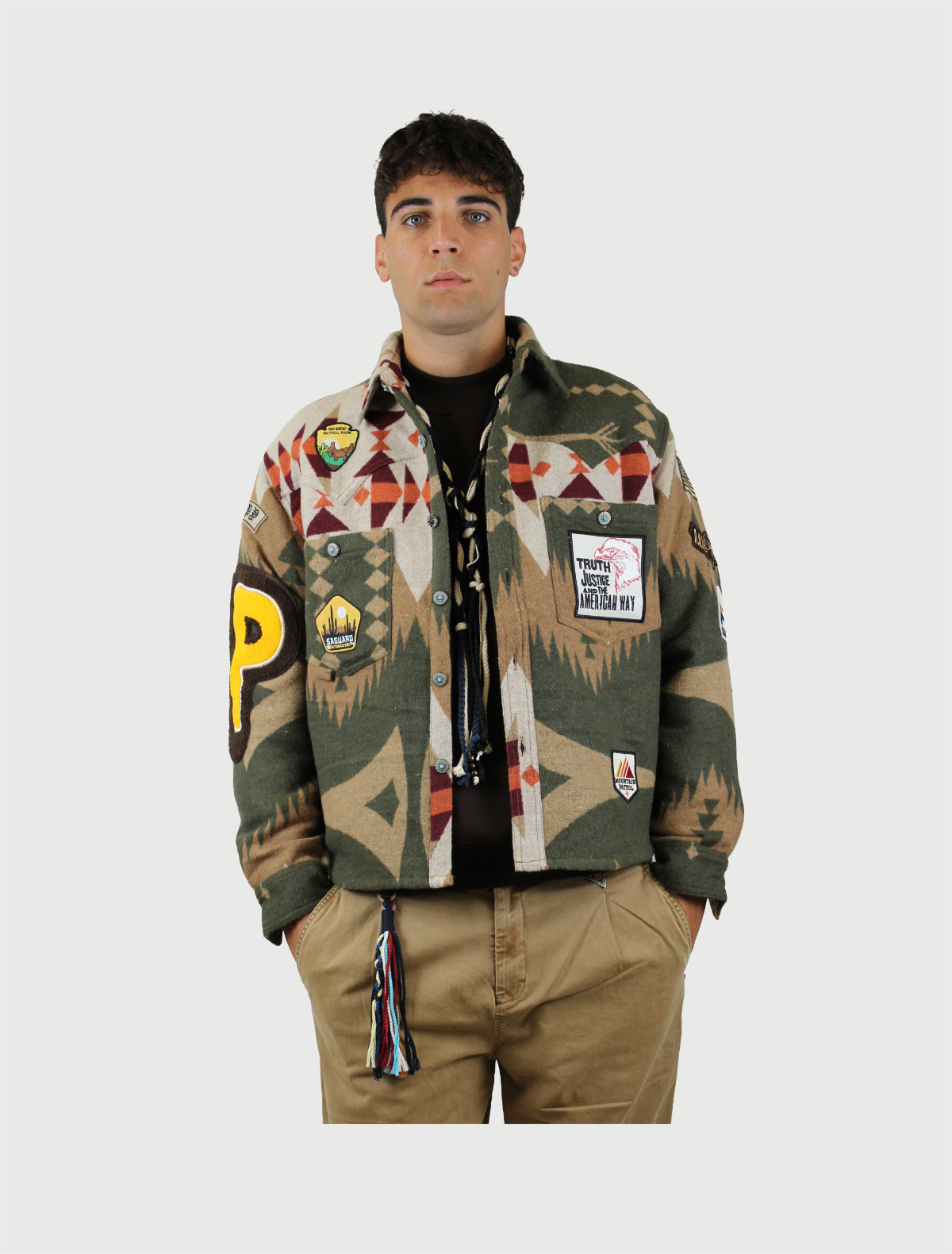 BERNA - SHIRT BOXY AZTECO PATCH COLORE UNICO-1