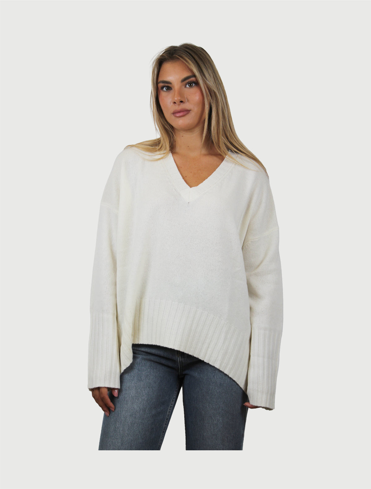 VICOLO - KNITWEAR SCOLLO A V NATURALE - TAGLIA UNICA