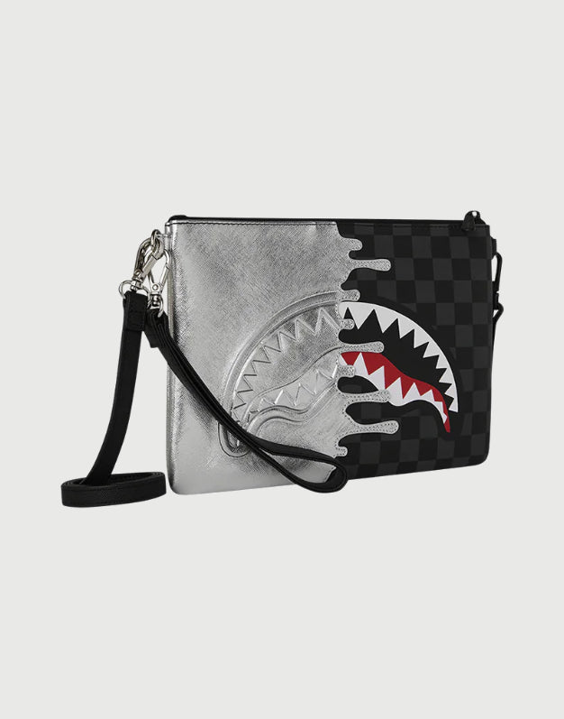 Sprayground Borsa Pochette Silver Side Drip Black Check Crossbody-2