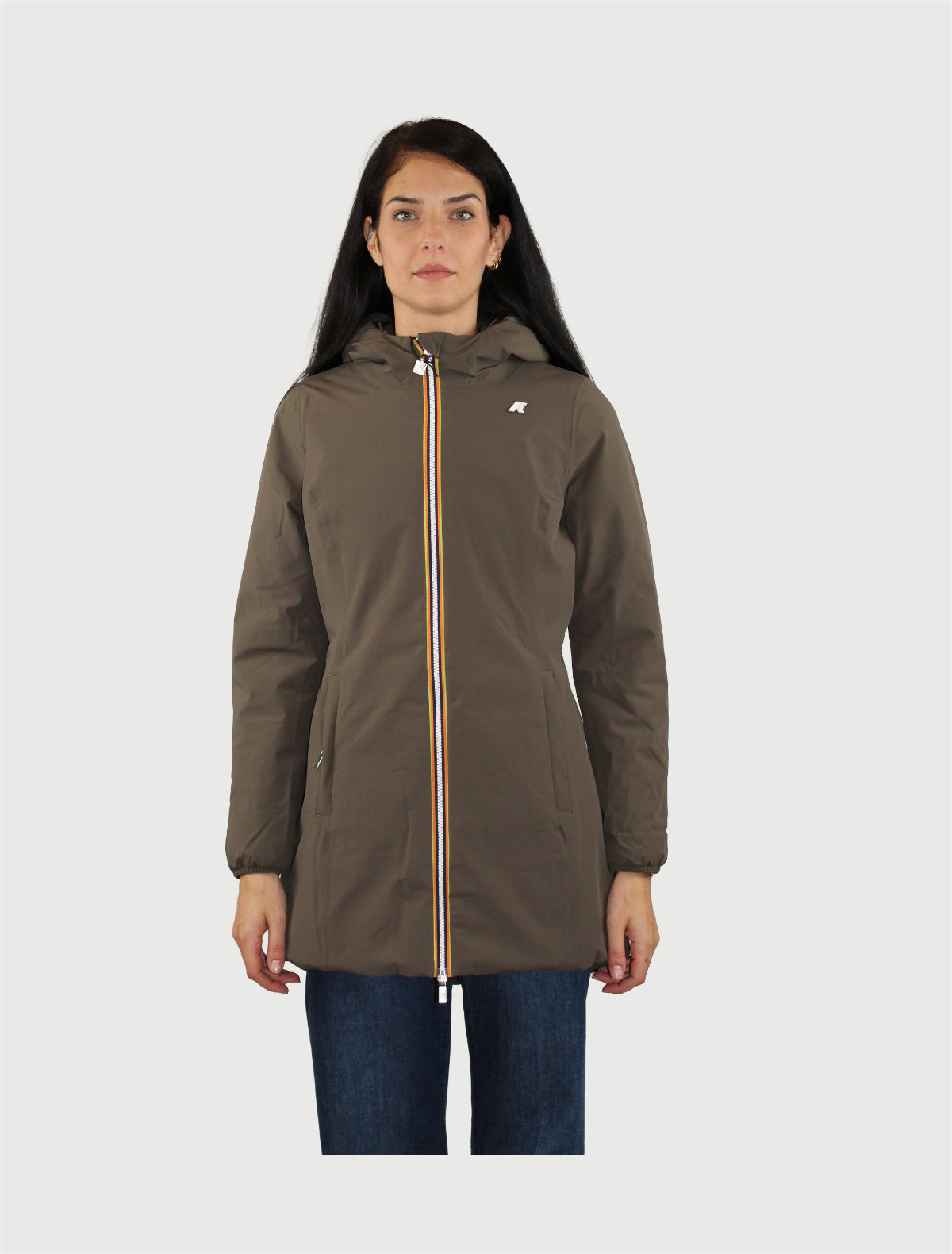 K-WAY - DENISE ST WARM DOUBLE -   BLACK OLIVE/GREEN BLACKISH