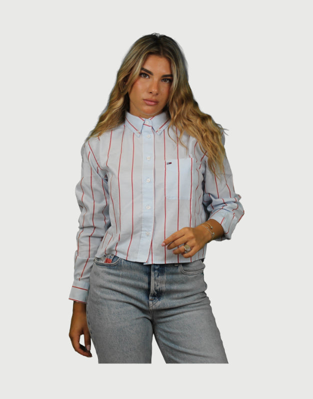 Tommy Jeans Crop Shirt Kingly Blue-Multi Stripes