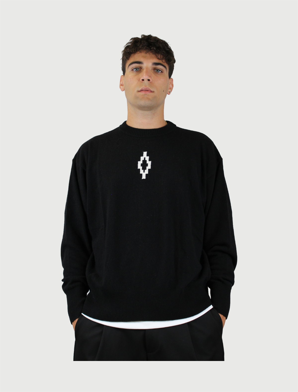 COUNTY OF MILAN - JUMPER MAN NERO LOGO BIANCO