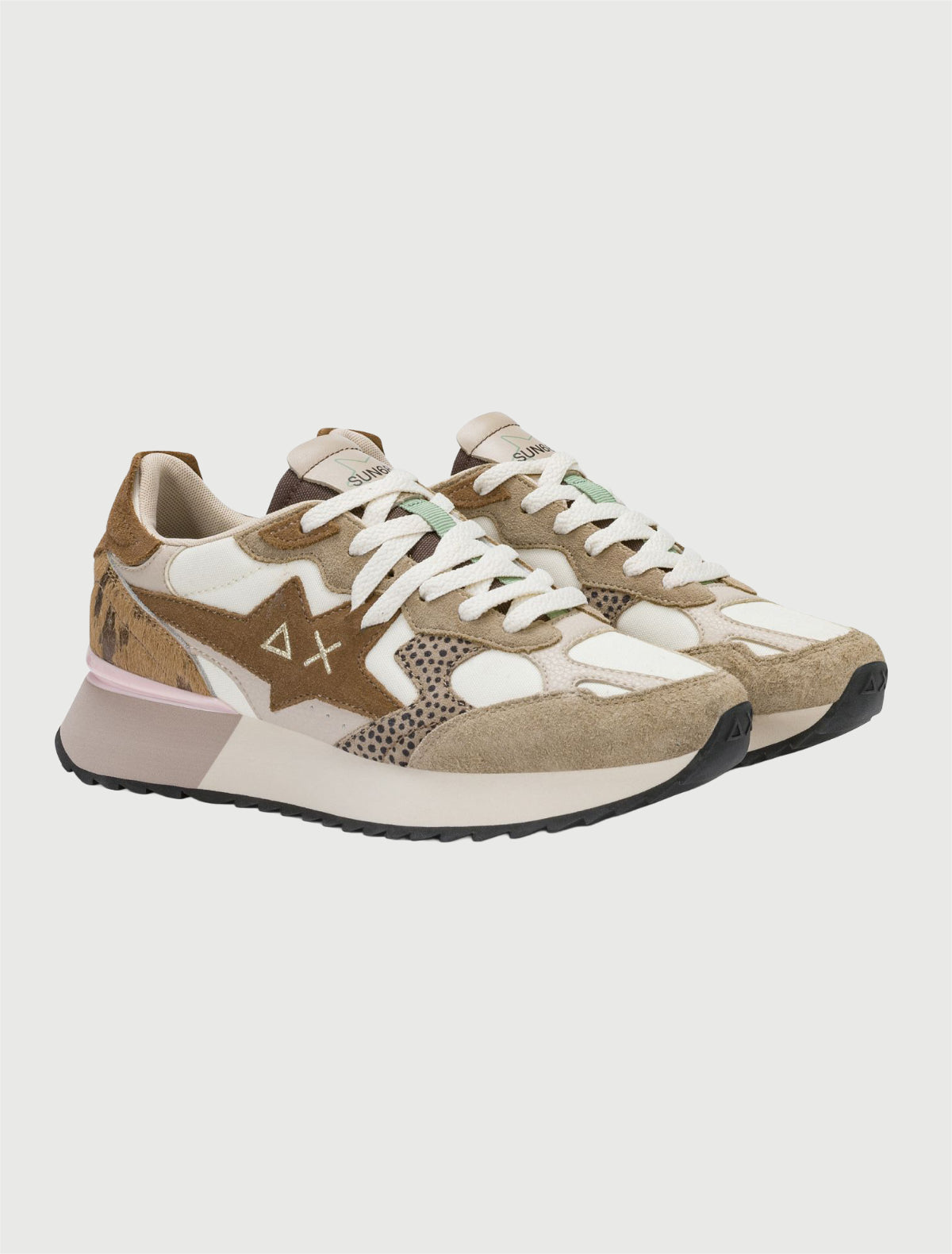SUN68 - Sneaker Stargirl Multicolor in suede e nylon beige-1