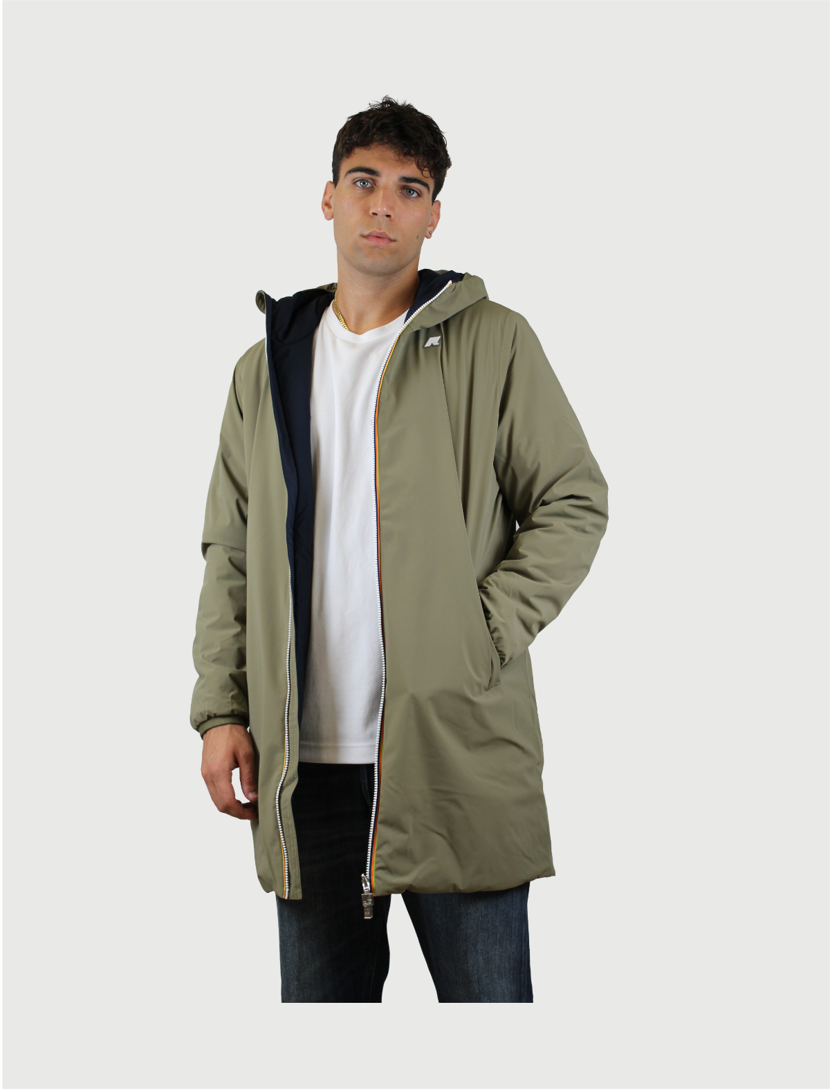 K-WAY - JACOB ST WARM DOUBLE GREEN ARMY-BLUE DEPTH - K6128WW D07-1