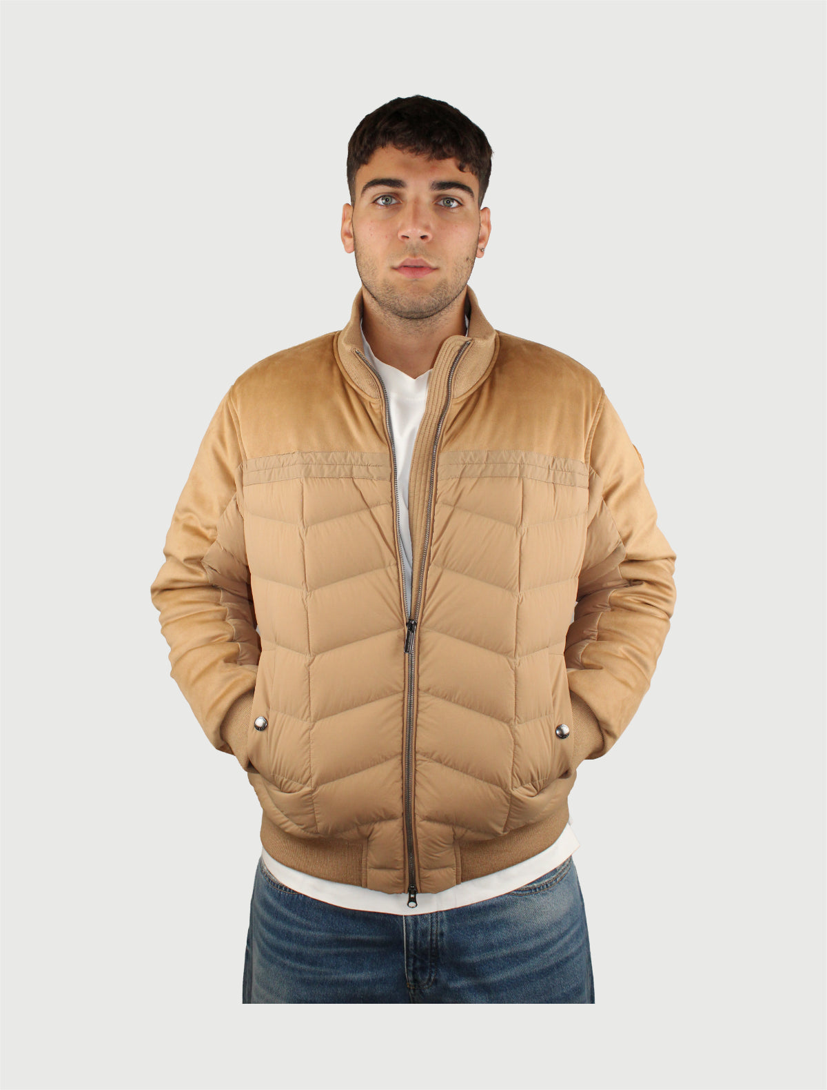 COLMAR - BOMBER IN PIUMA CON DETTAGLI SUEDE BEIGE MARRAKECH MOD.12000029