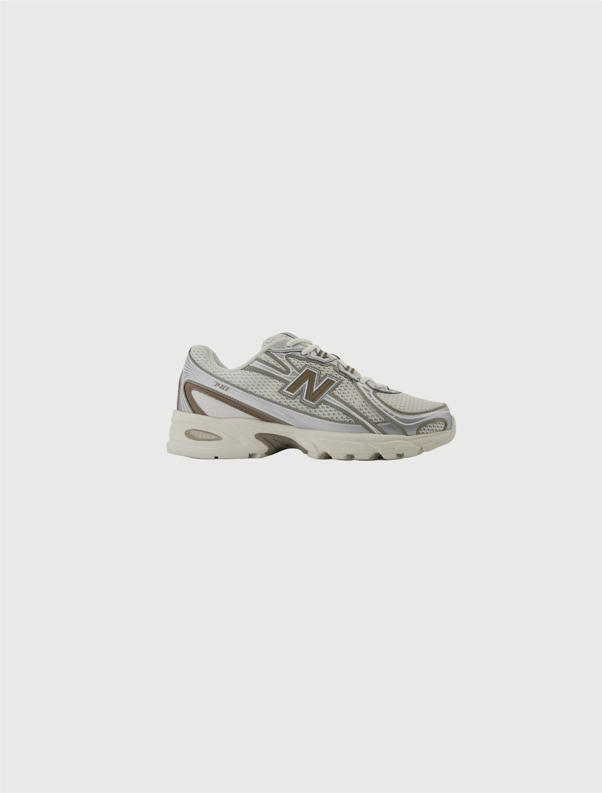 New Balance U740MU2 SEA SALT con ARID STONE e Silver Metallic