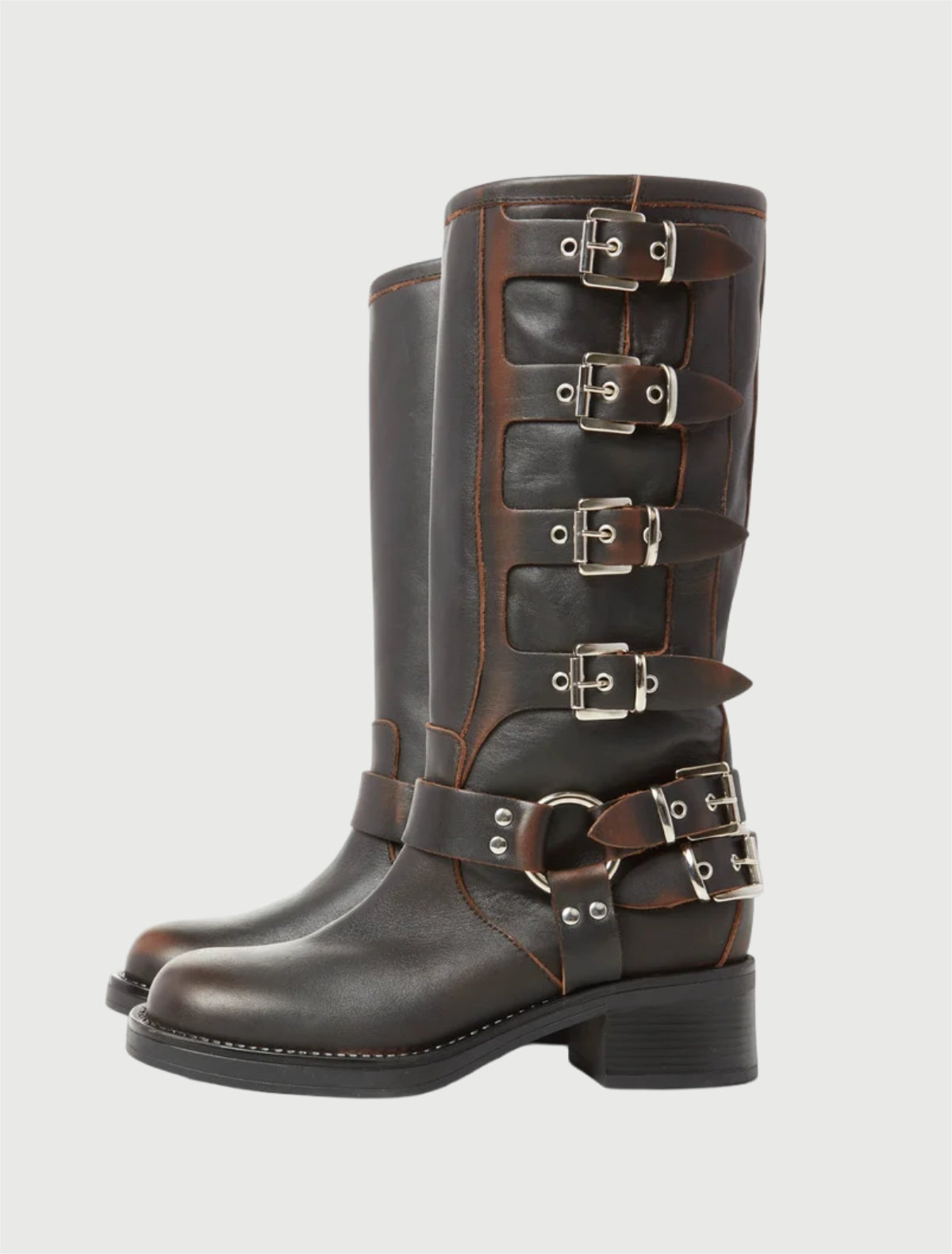 Ovyé - Biker in pelle con fibbie Moro