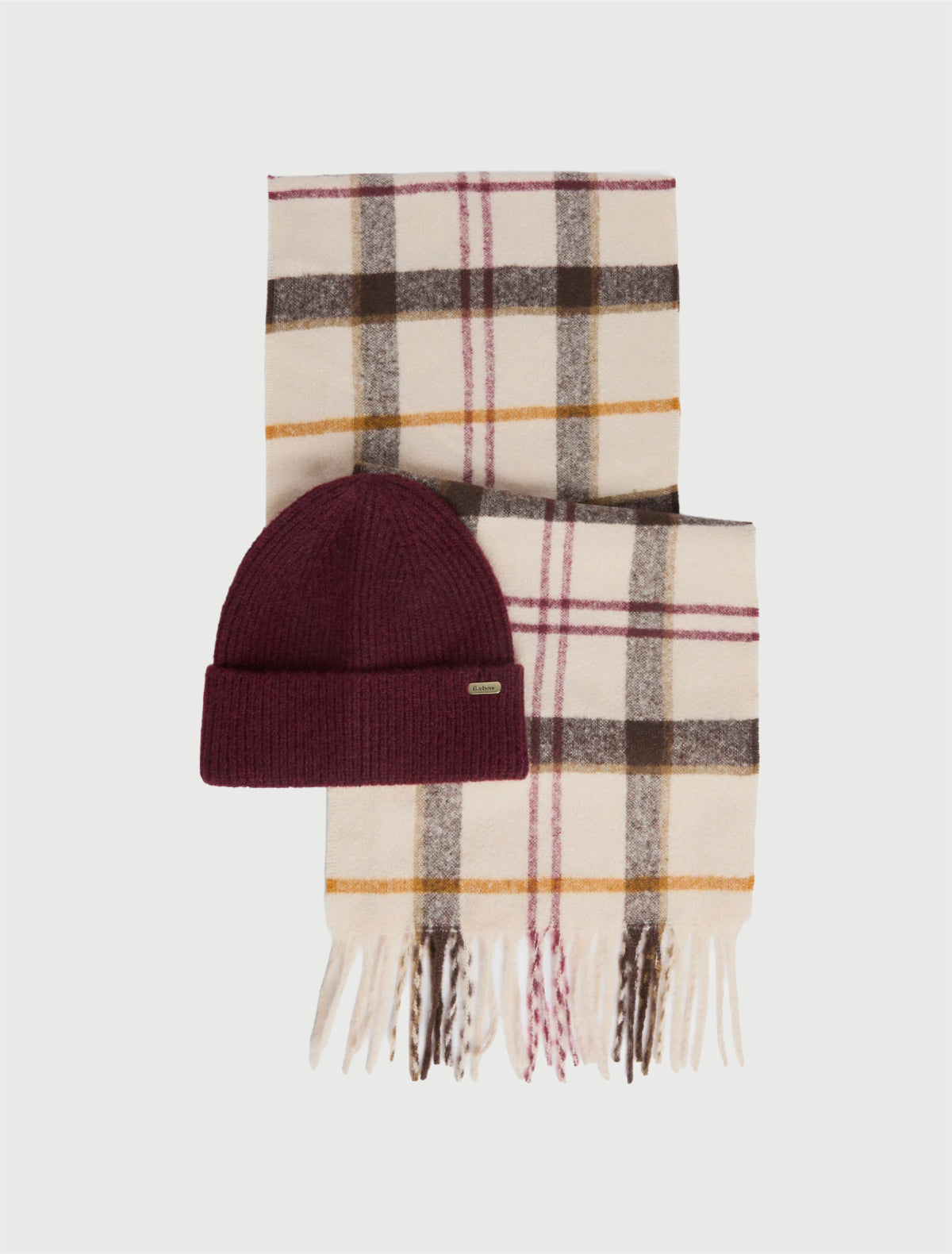 BARBOUR - Set regalo berretto e sciarpa Olivia - Light Muted Tartan-1