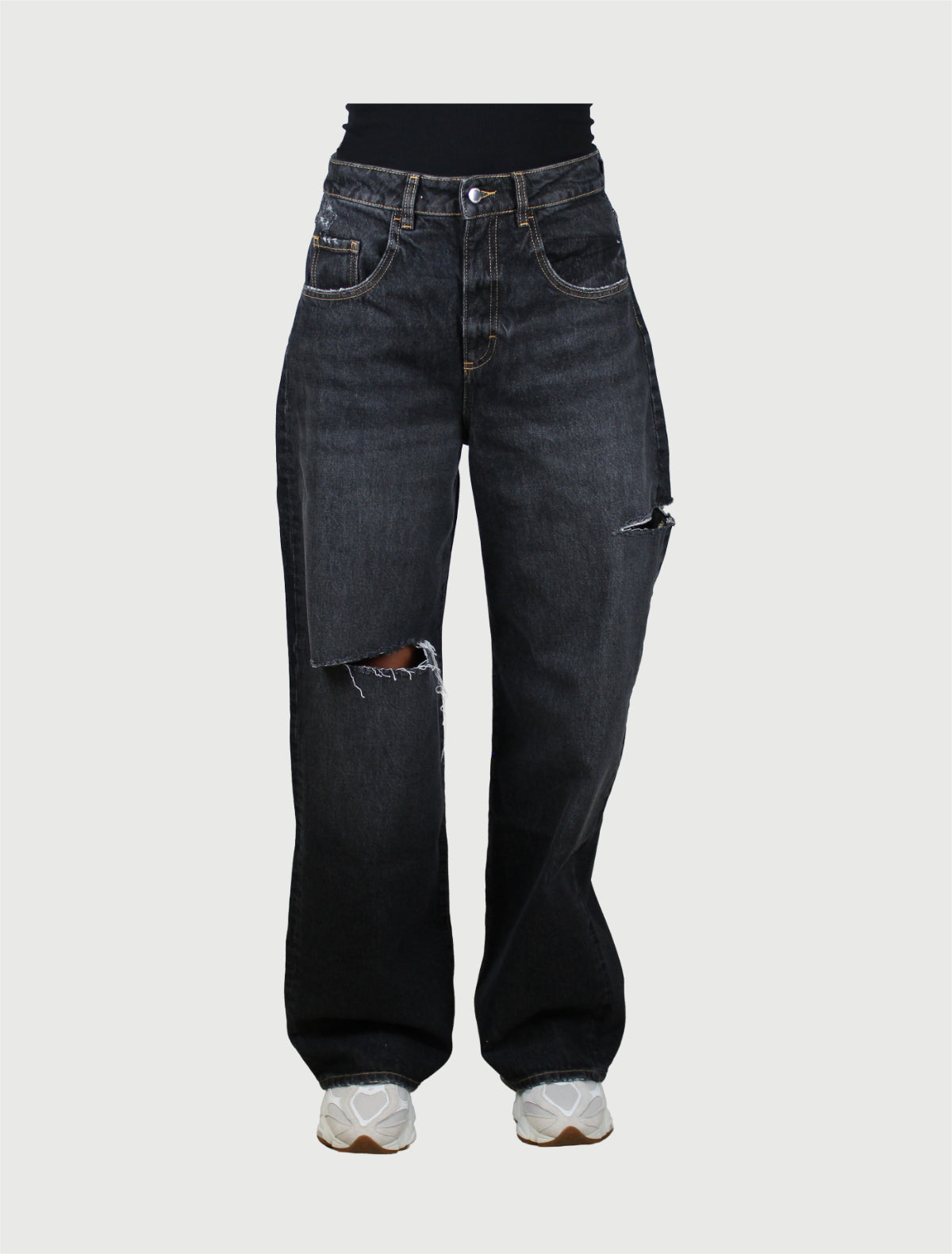 ICON DENIM - Jeans Poppy Noir con strappi