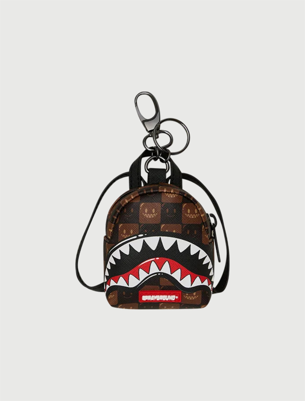 SPRAYGROUND - 910K9304NSZ SHARKS IN PARIS WTF BUBBLE BROWN CHECK KEYCHAIN-1