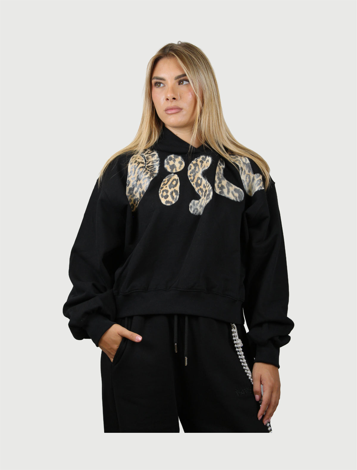 DISCLAIMER - Maglia Donna con cappuccio in Felpa Nero