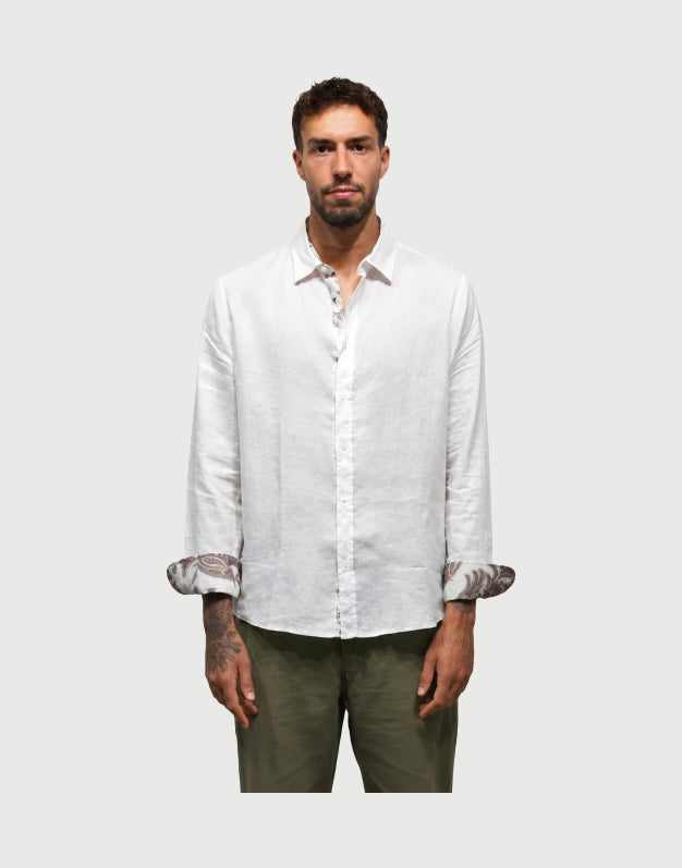 SEINSE -  Camicia Bianca con motivi floreali-1