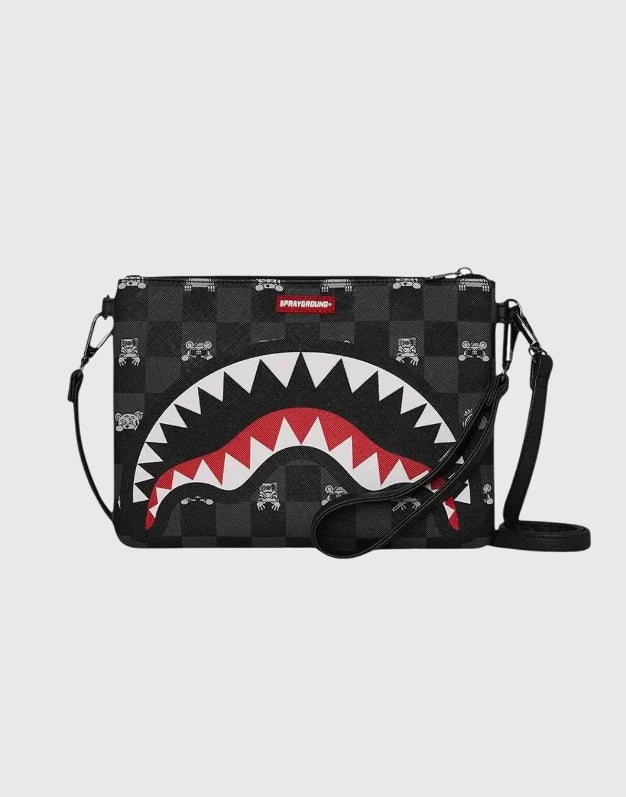 Sprayground Borsa Pochette Gray Peeking Character Check-1