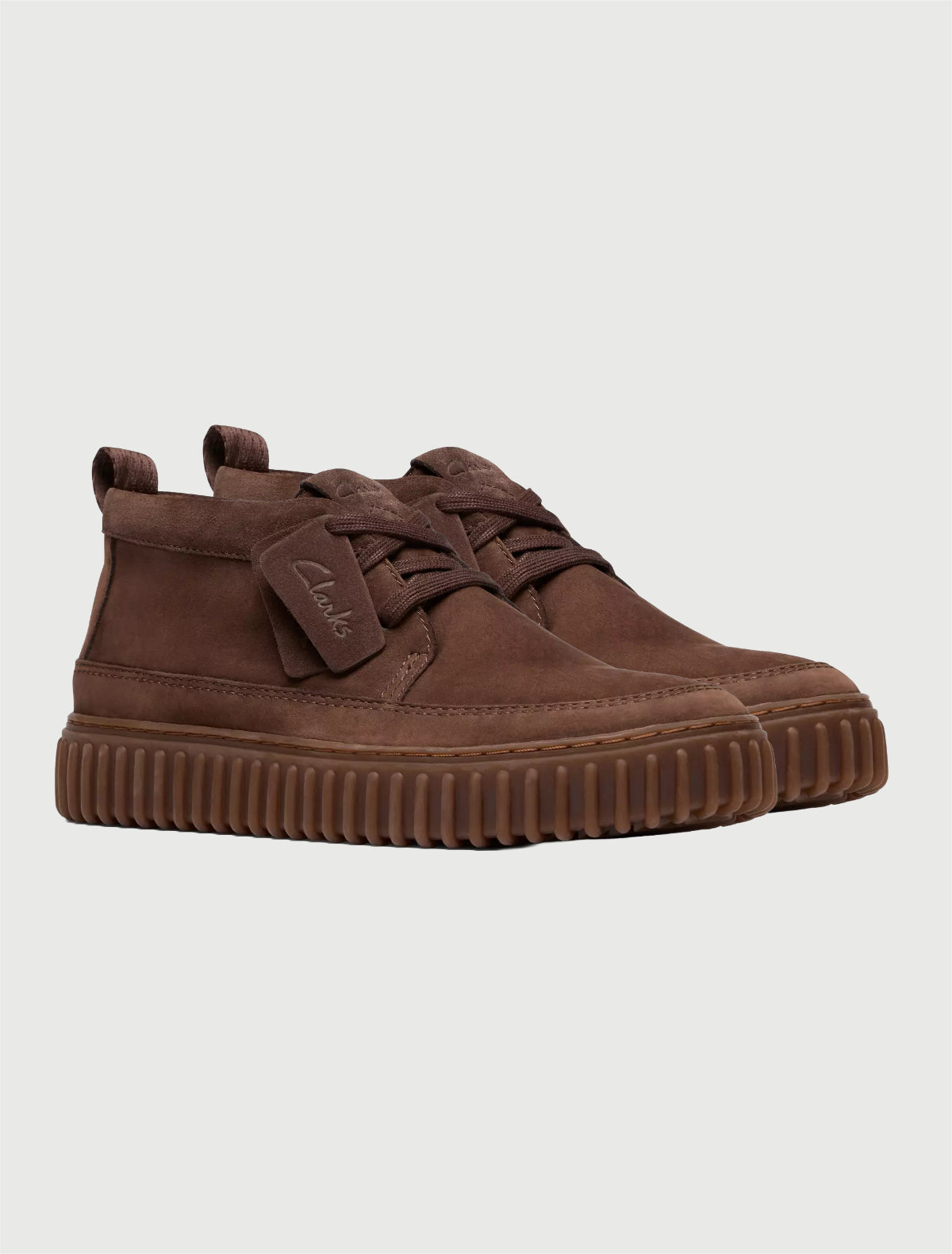 CLARKS - Torhill Lace Hi Nabuk Marrone Scuro
