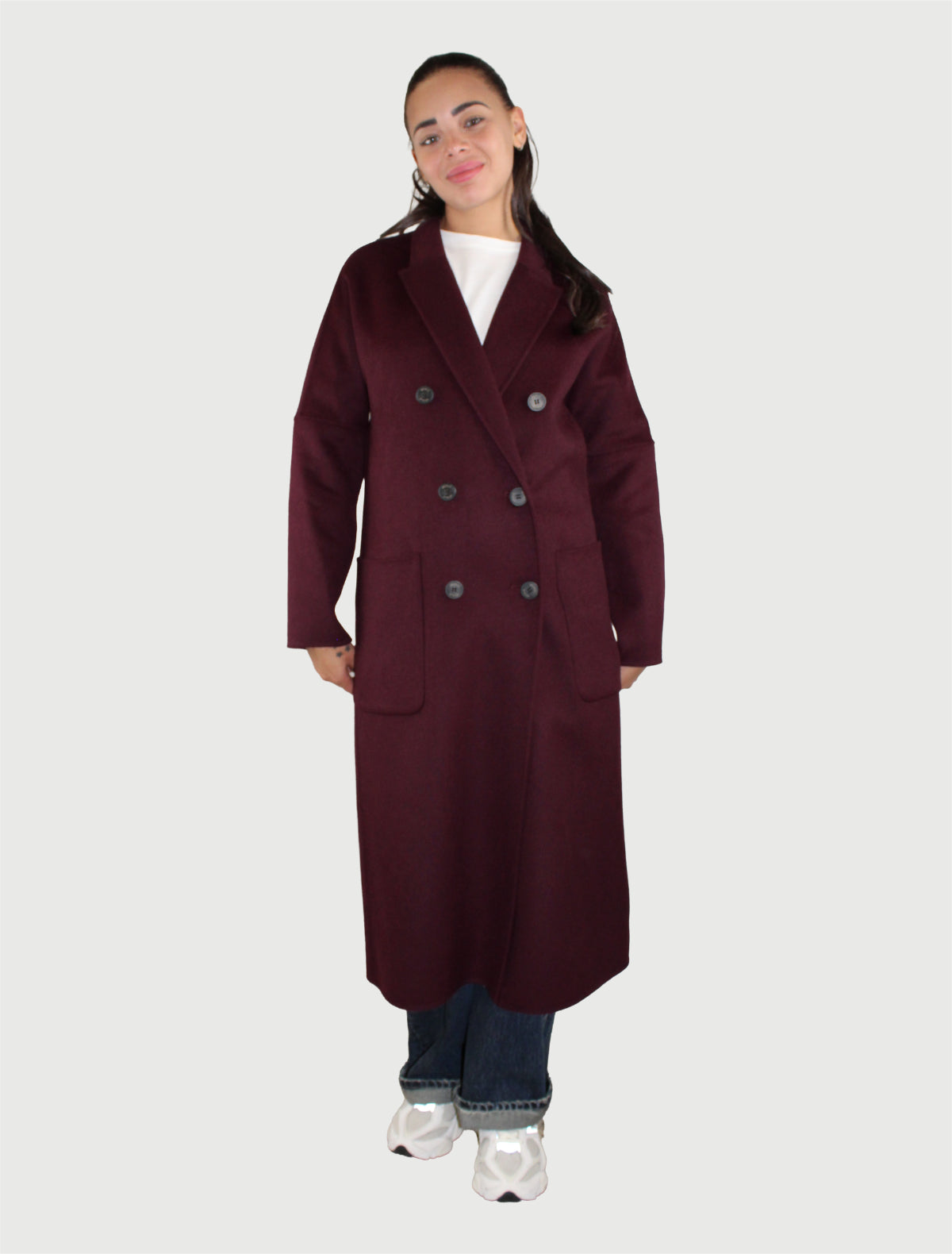 VICOLO - CAPPOTTO OUTDOOR DOPPIOPETTO MELANZANA