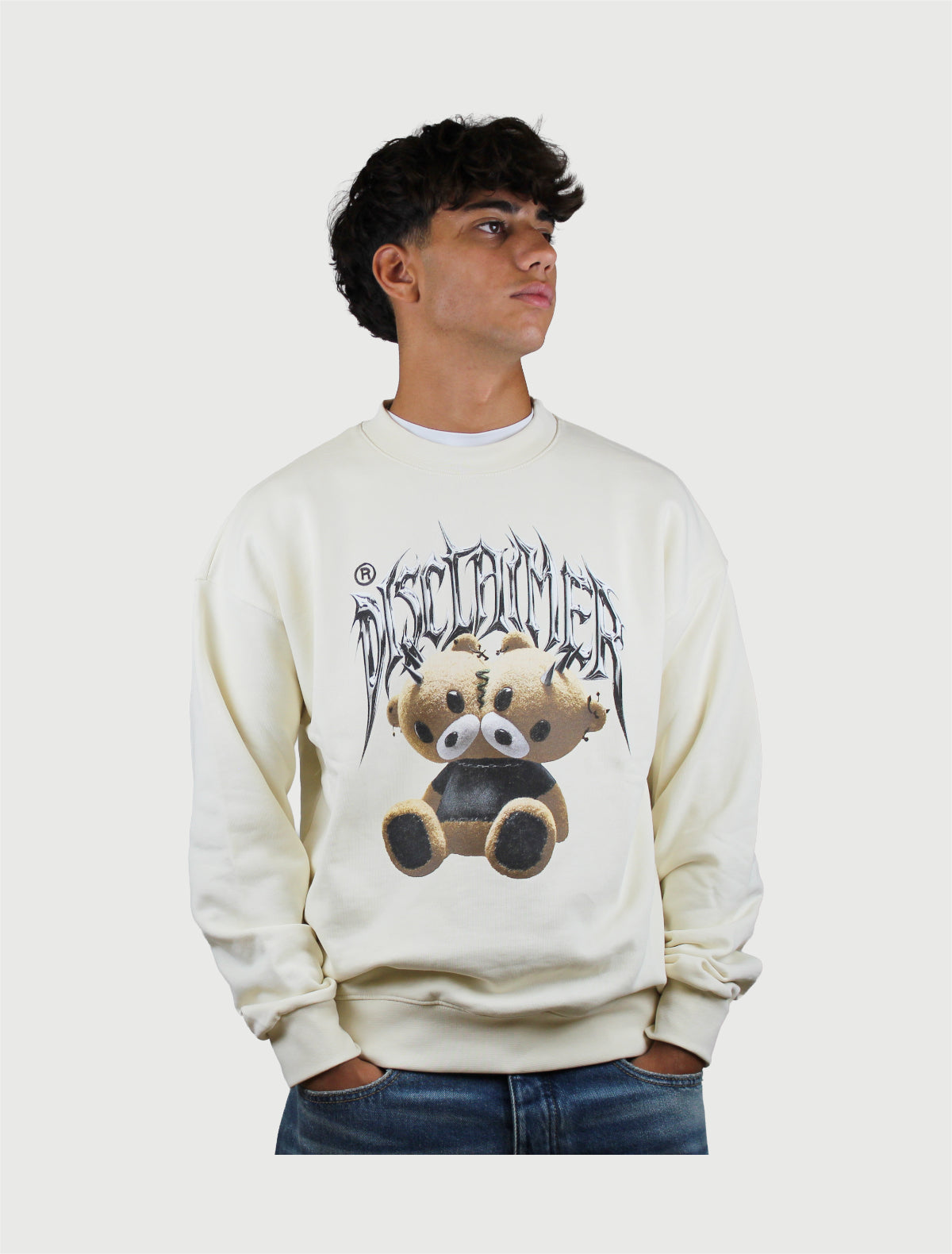 DISCLAIMER - Maglia Uomo Girocollo in Felpa - Latte-1