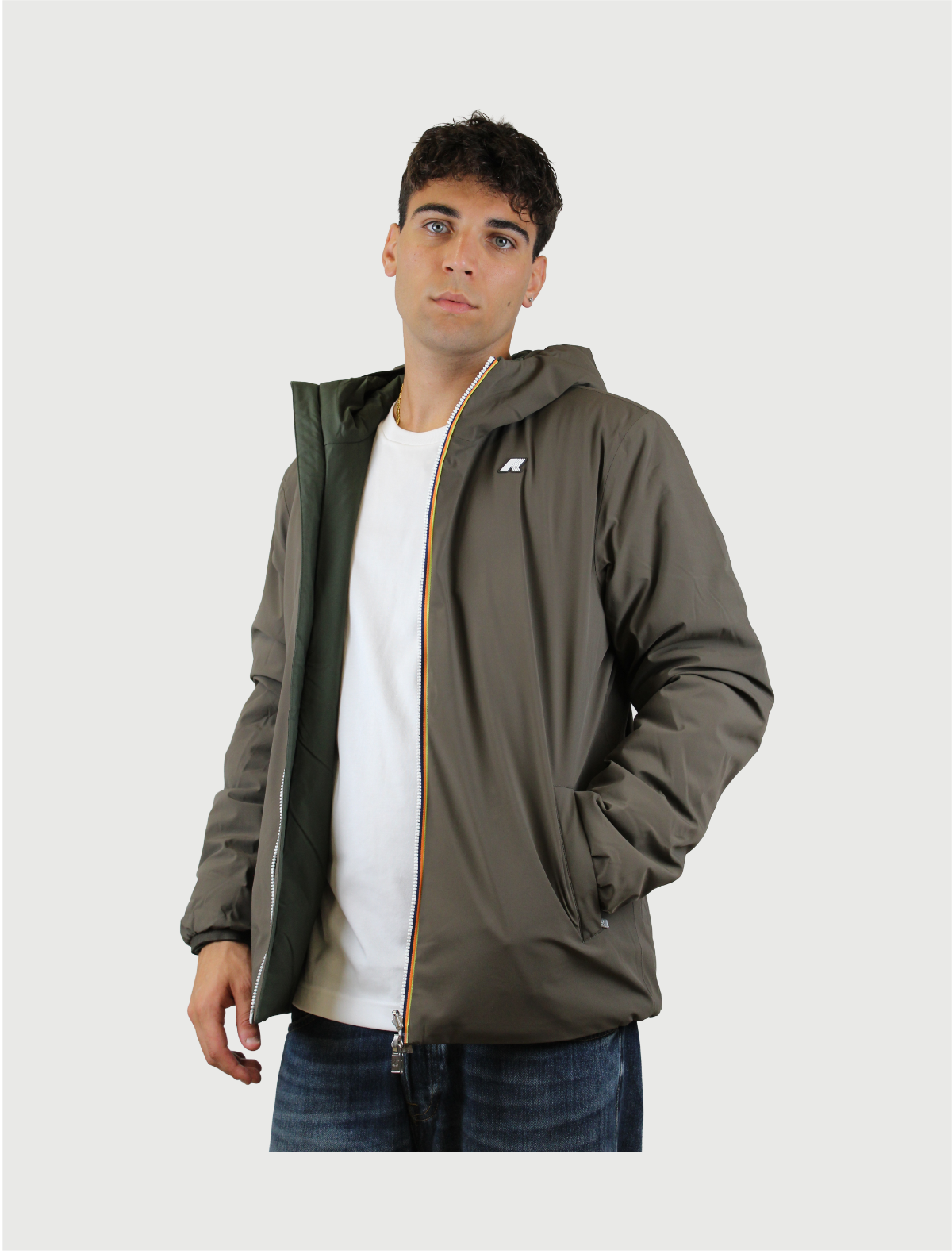 K-WAY - JACK ST WARM DOUBLE BLACK OLIVE-GREEN BLACKISH-2