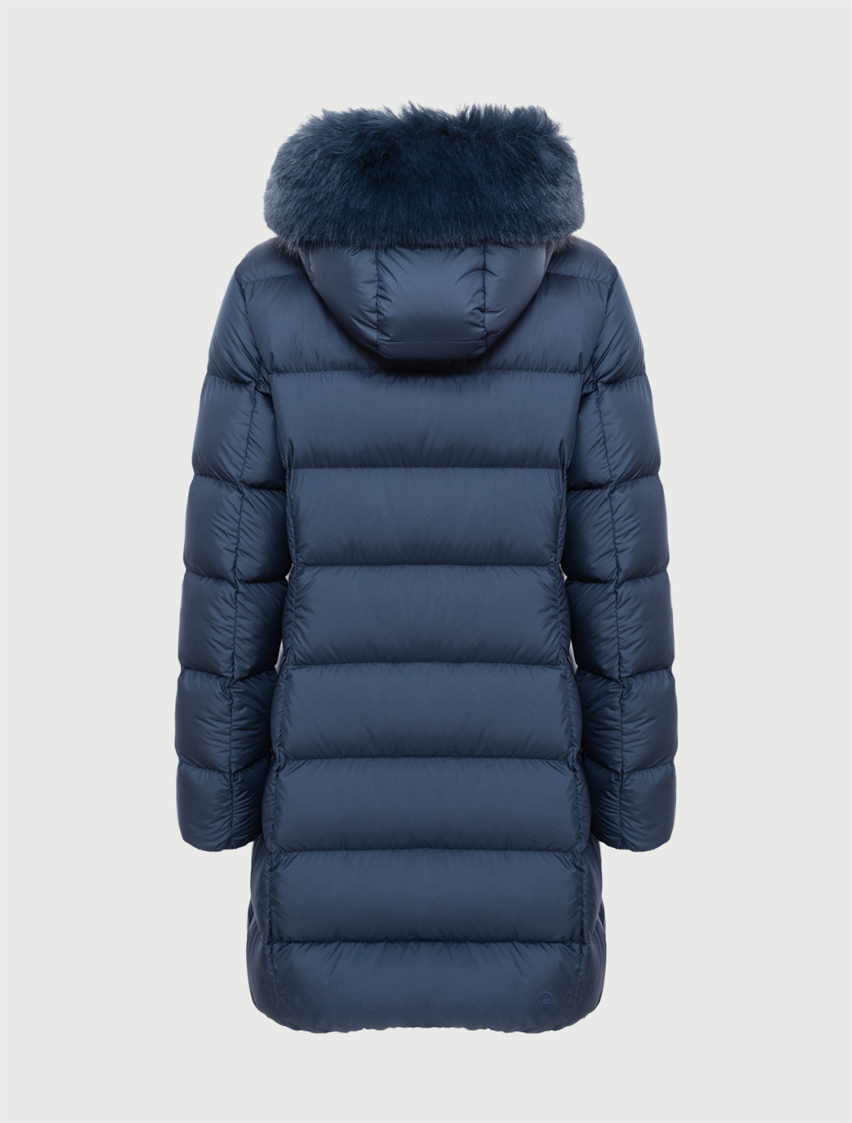 COLMAR - Piumino Blu Navy opaco a trapezio con pelliccia-2