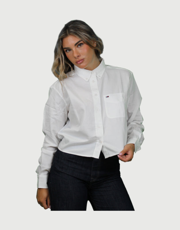 Tommy Jeans Crop Shirt Ecrù-2